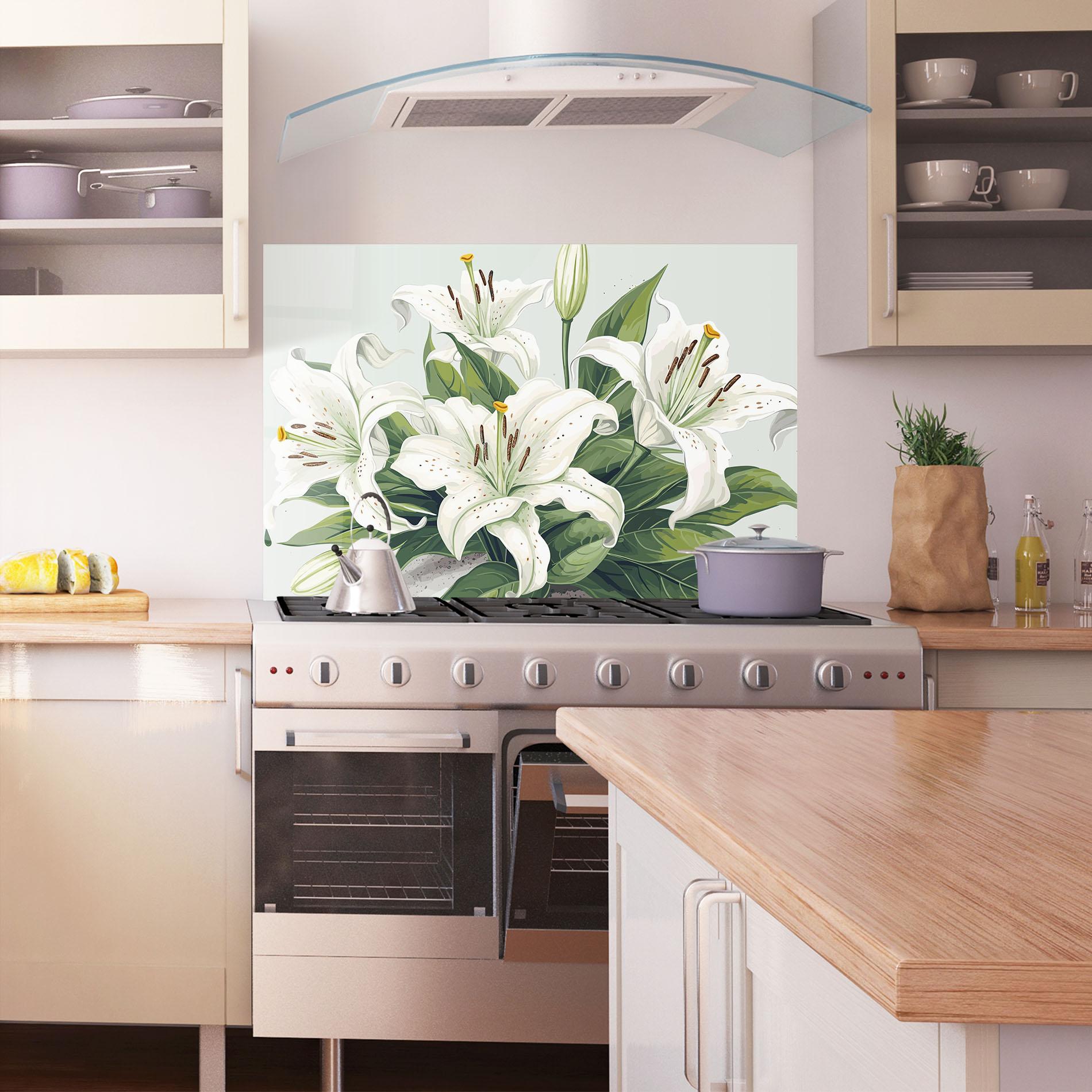 Küchenrückwand Glas Light Lily Art mockup 1