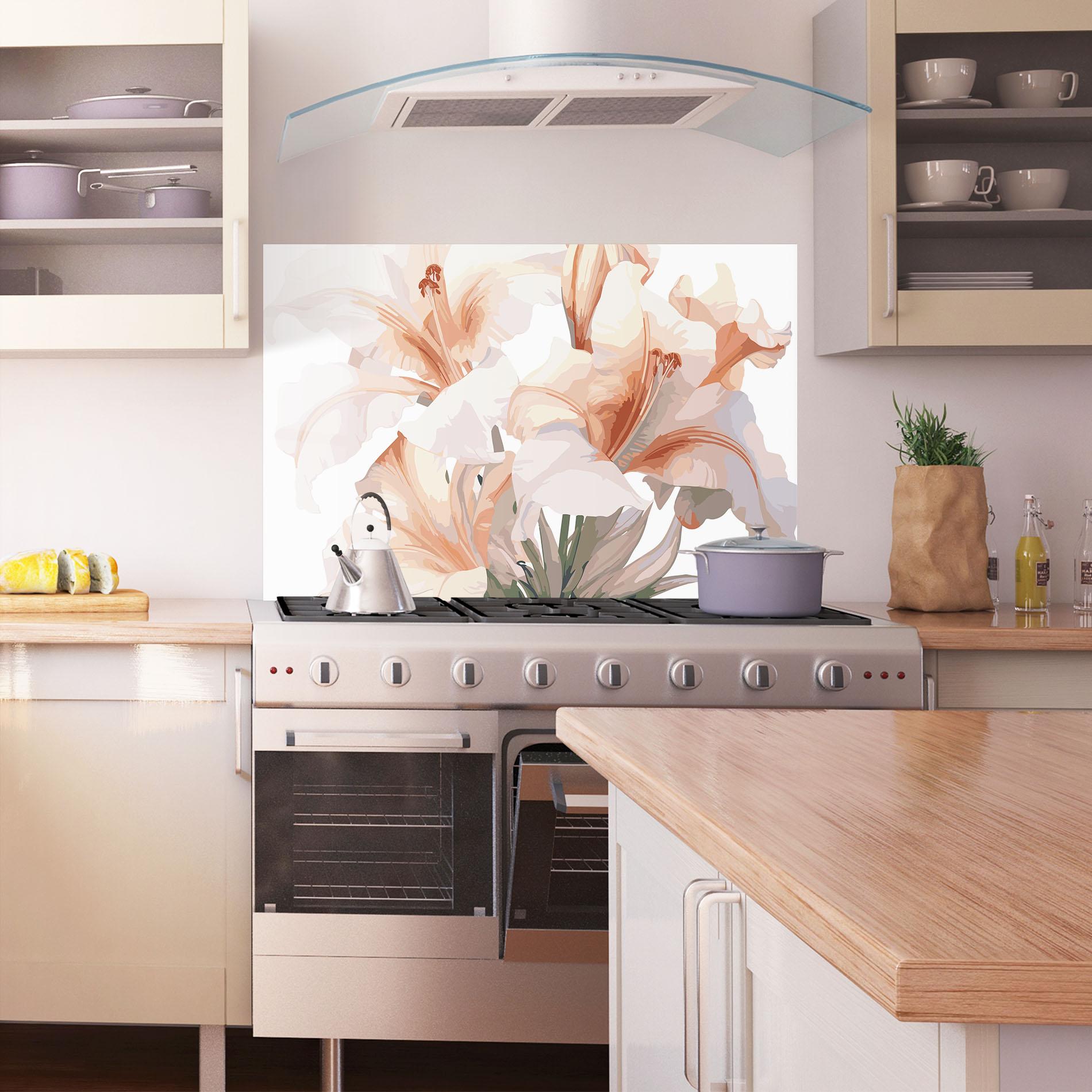 Küchenrückwand Glas Light Pink Lily mockup 1