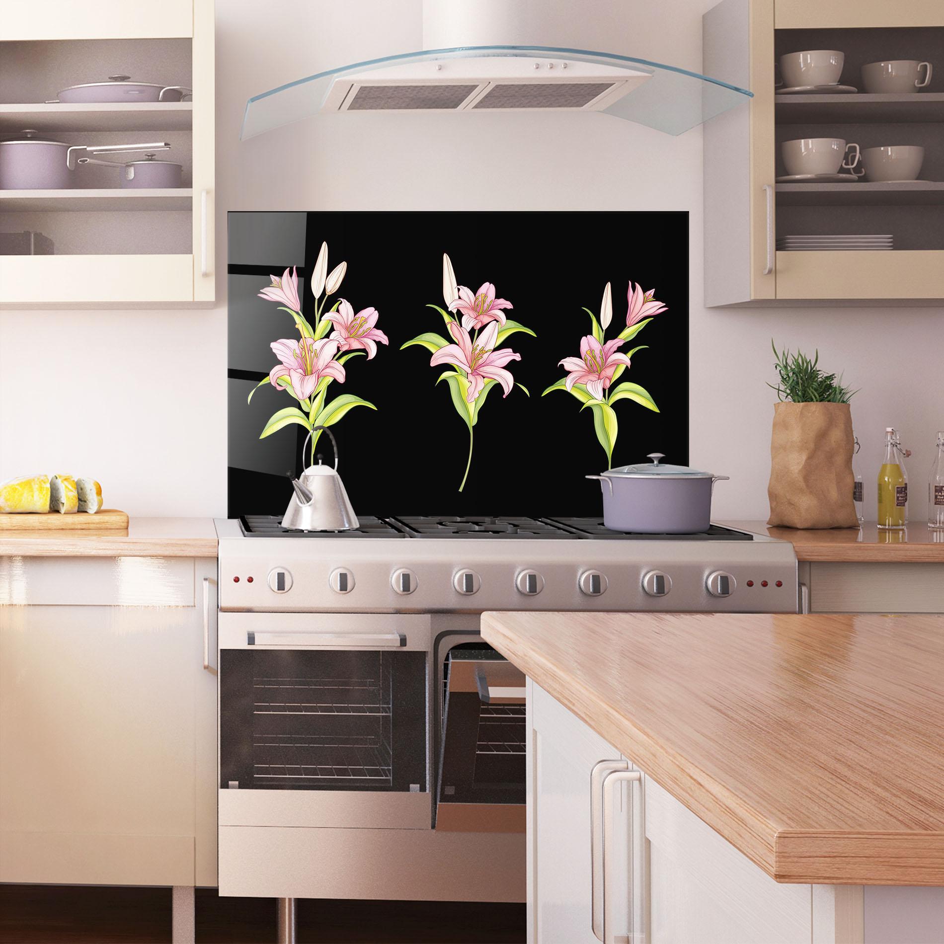 Küchenrückwand Glas Lily Set mockup 1