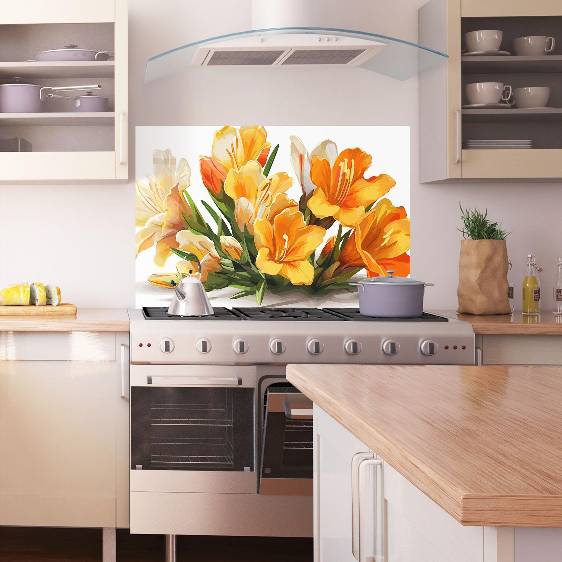 Küchenrückwand Glas Orange Lily Art mockup 1