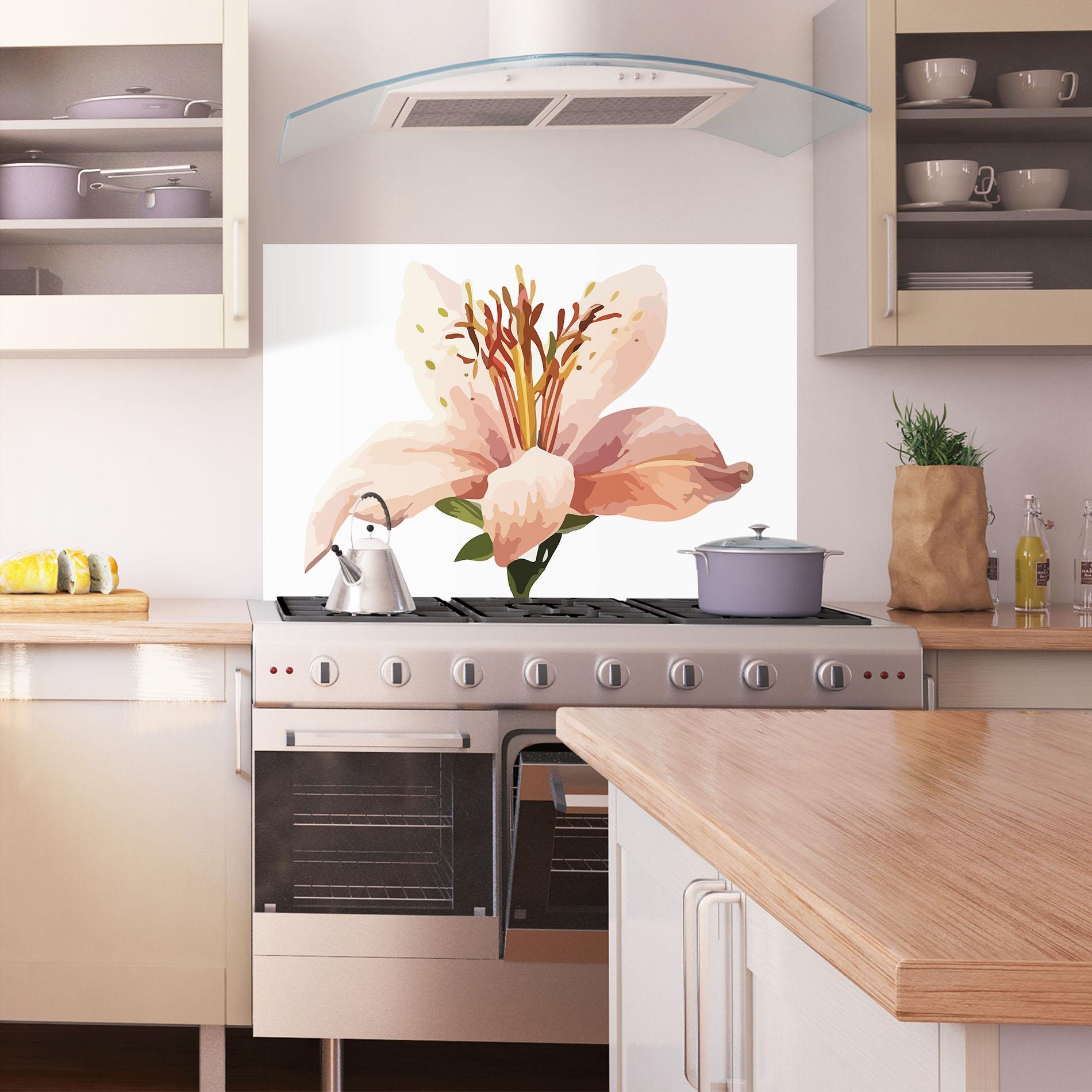 Küchenrückwand Glas Pink Cute Lily mockup 1