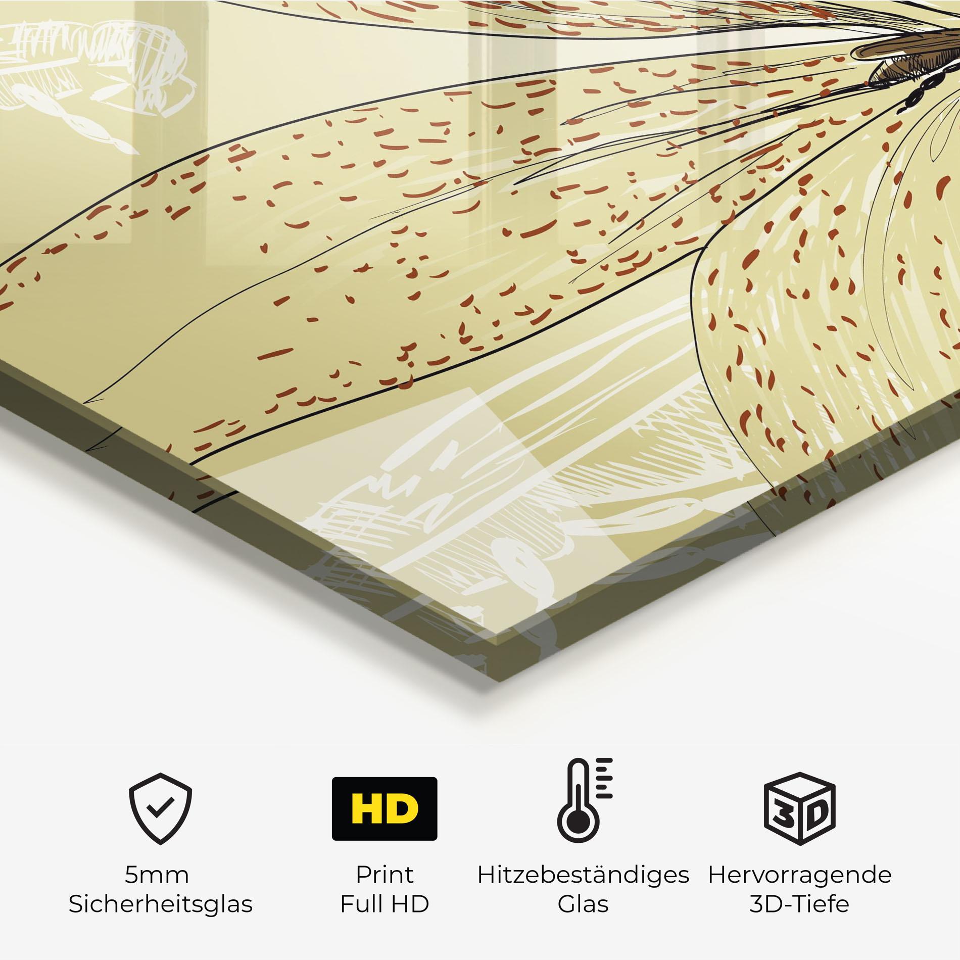 Küchenrückwand Glas Cream Lily Bee mockup 2