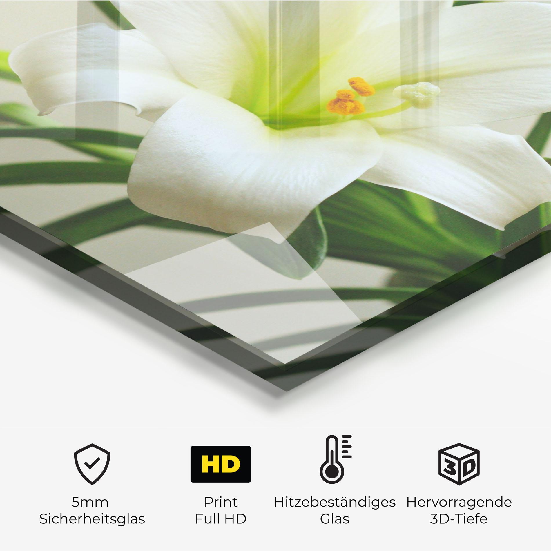 Küchenrückwand Glas Green Lily mockup 2