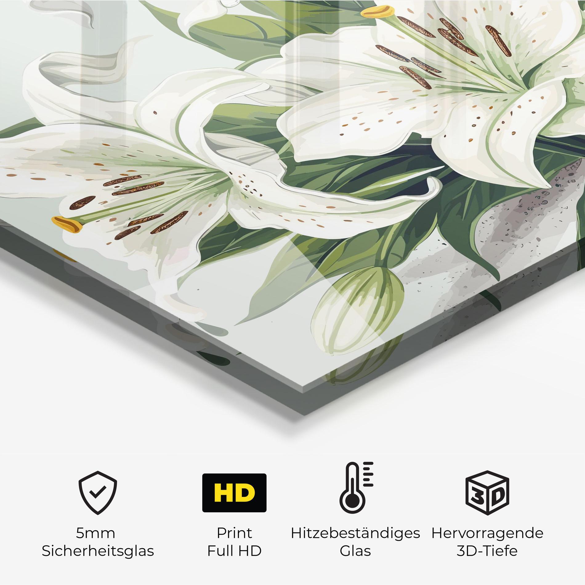 Küchenrückwand Glas Light Lily Art mockup 2