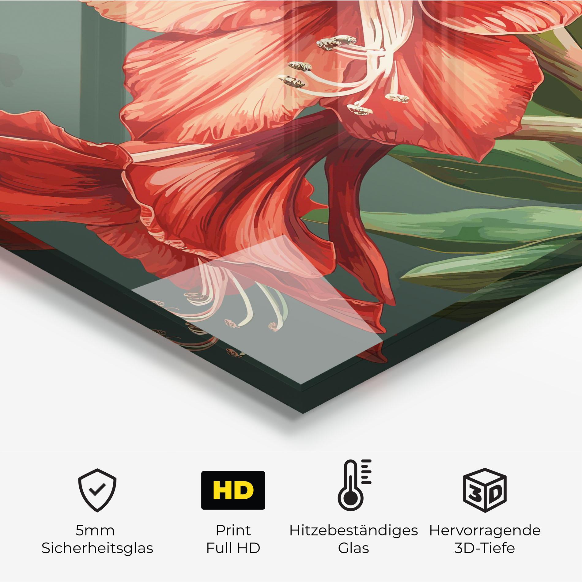 Küchenrückwand Glas Lily Orange Art mockup 2