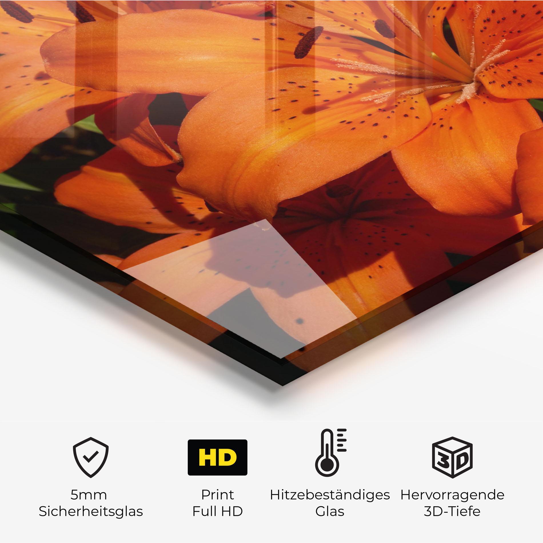 Küchenrückwand Glas Orange Lily In The Sun mockup 2