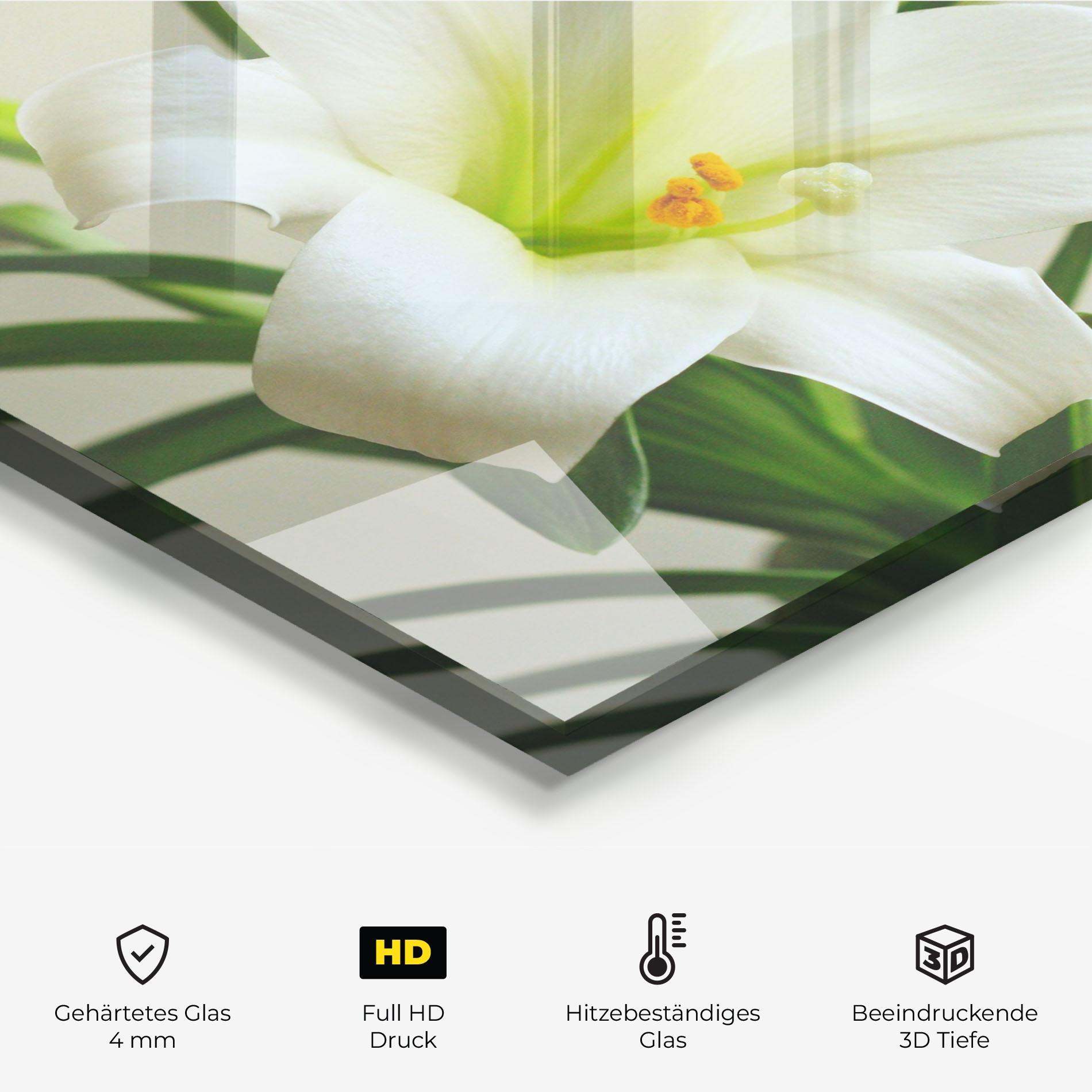 Küchenrückwand Glas Green Lily mockup 2