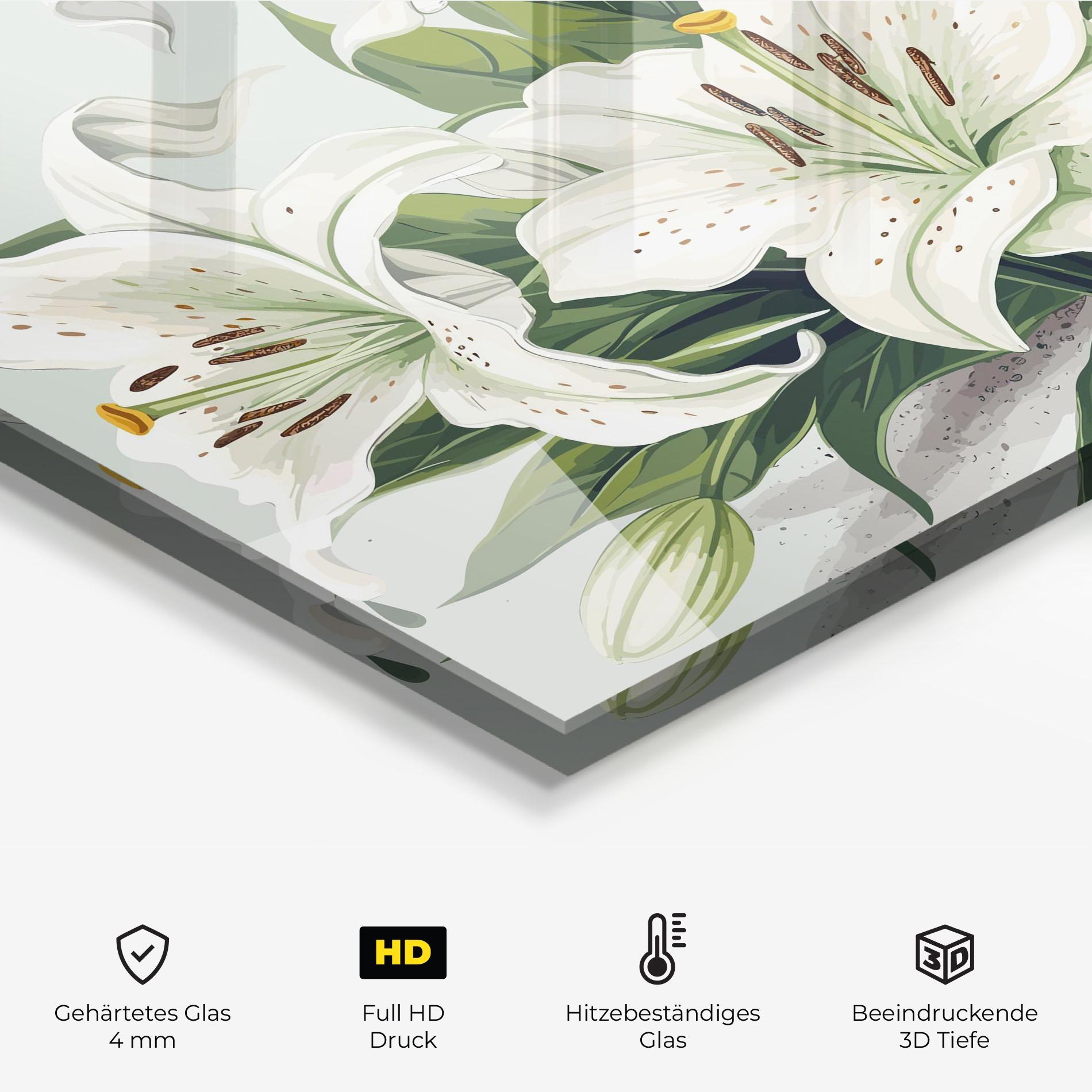 Küchenrückwand Glas Light Lily Art mockup 2