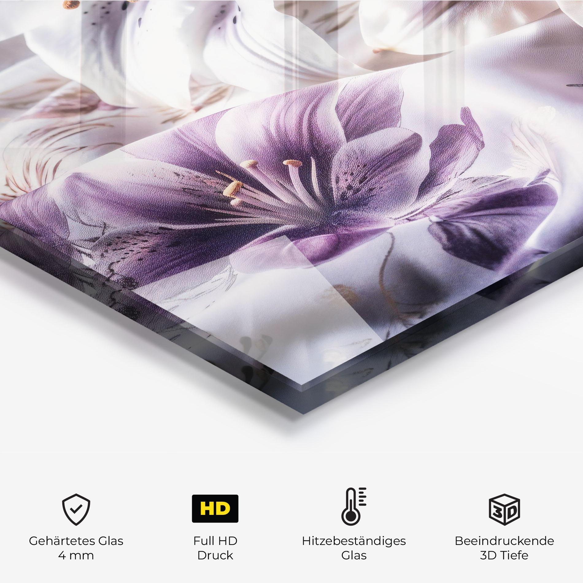 Küchenrückwand Glas Light Purple Lily mockup 2