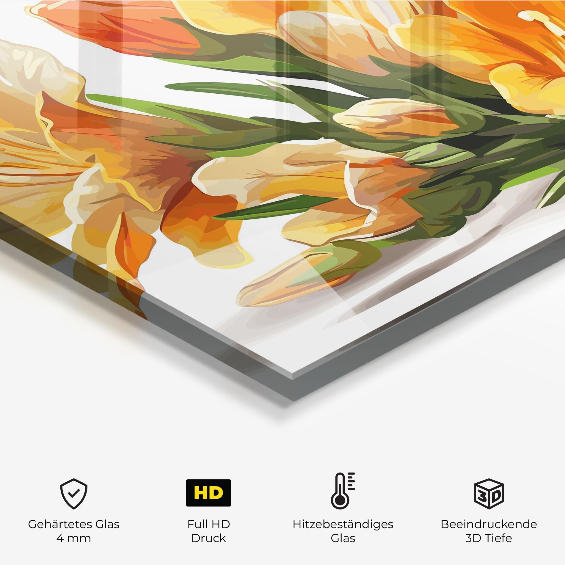 Küchenrückwand Glas Orange Lily Art mockup 2