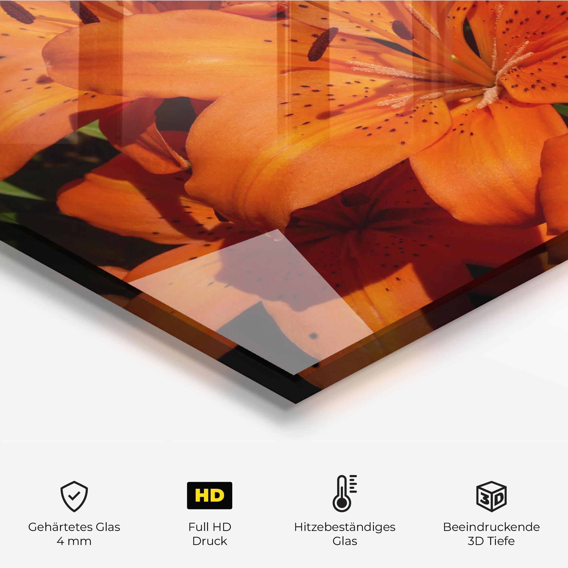 Küchenrückwand Glas Orange Lily In The Sun mockup 2