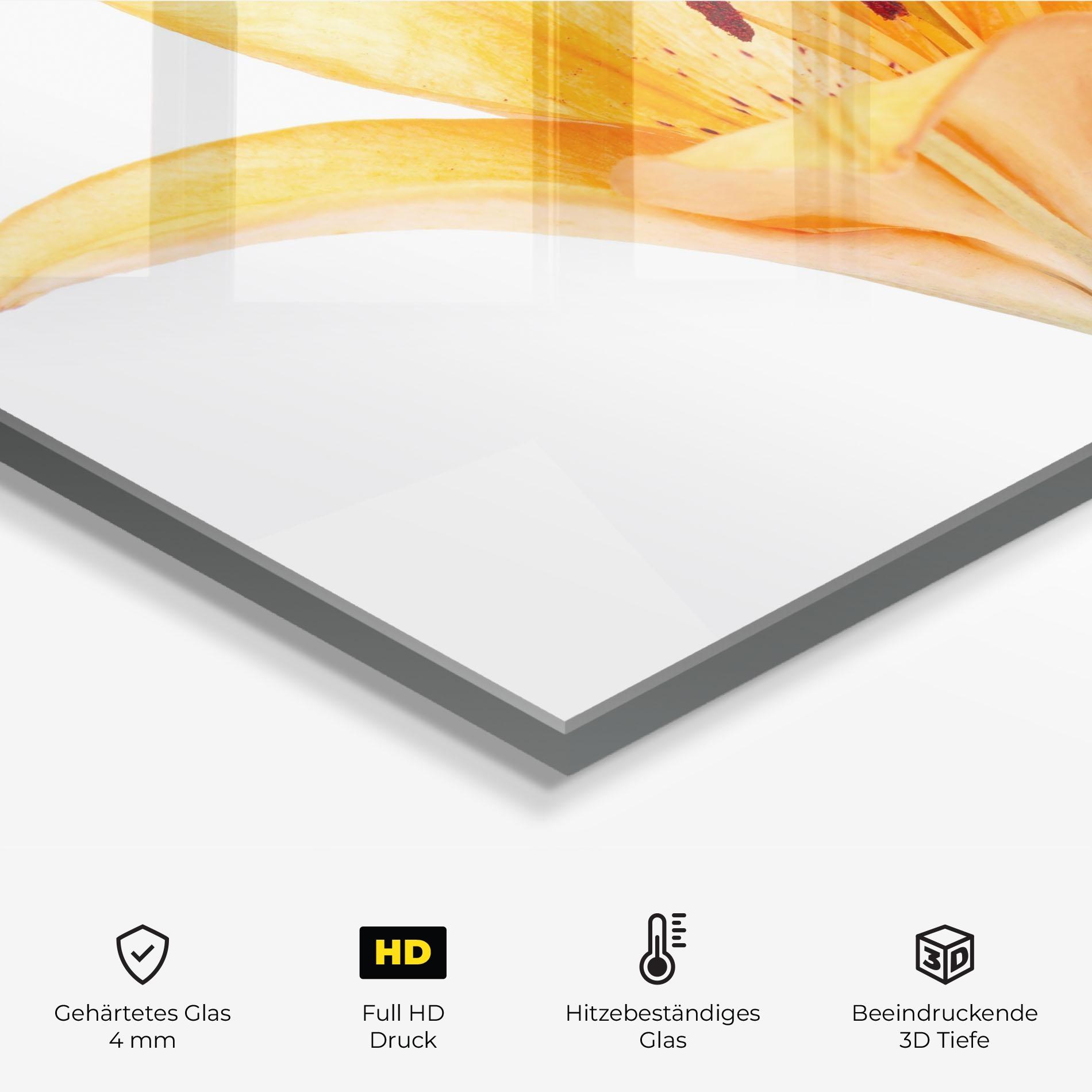 Küchenrückwand Glas Yellow With Orange Lily mockup 2