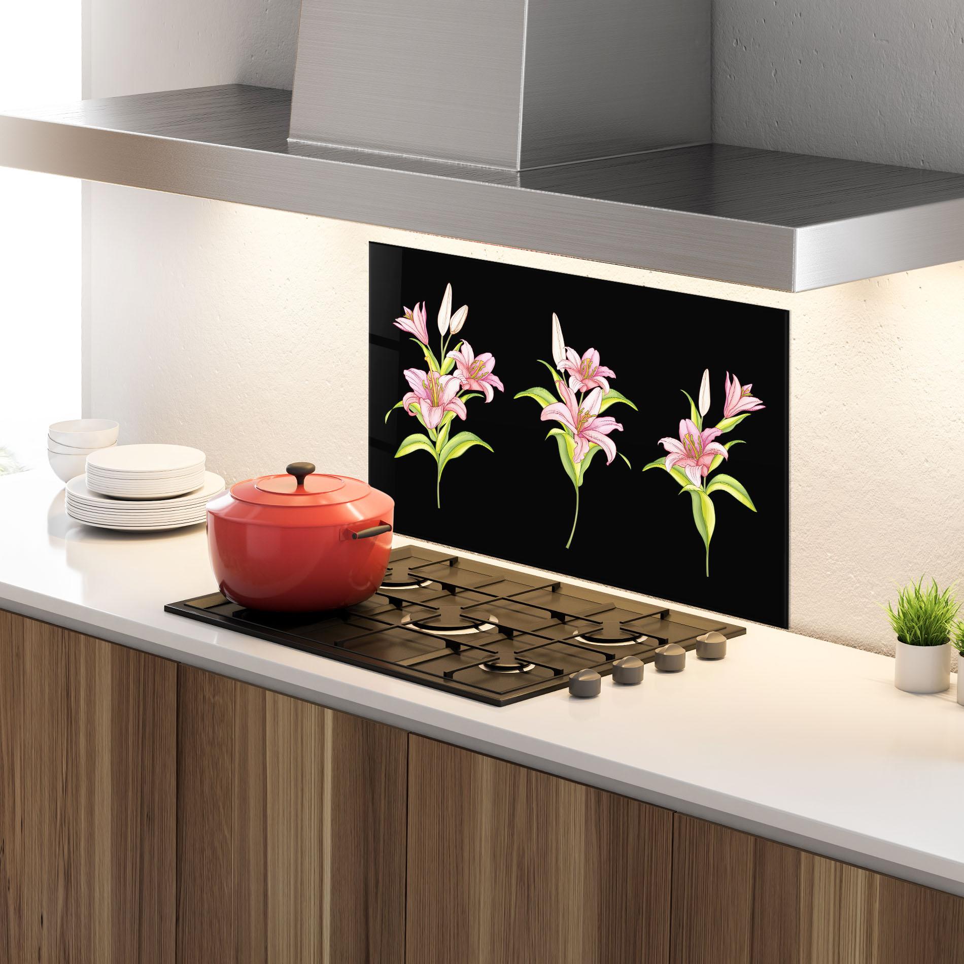Küchenrückwand Glas Lily Set mockup 4