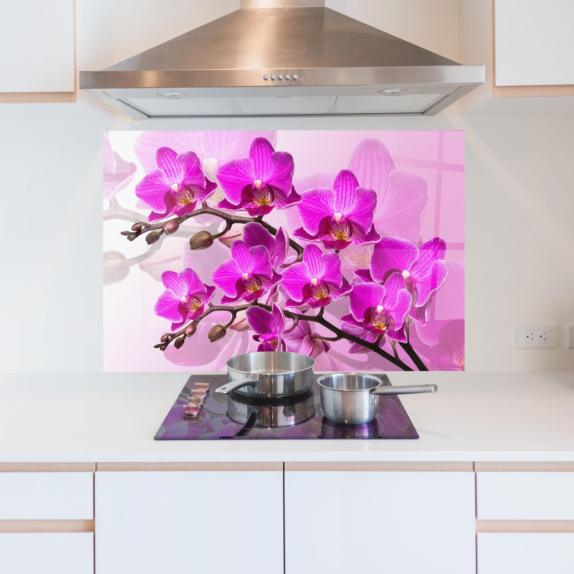 Küchenrückwand Glas Flori Roz mockup 5