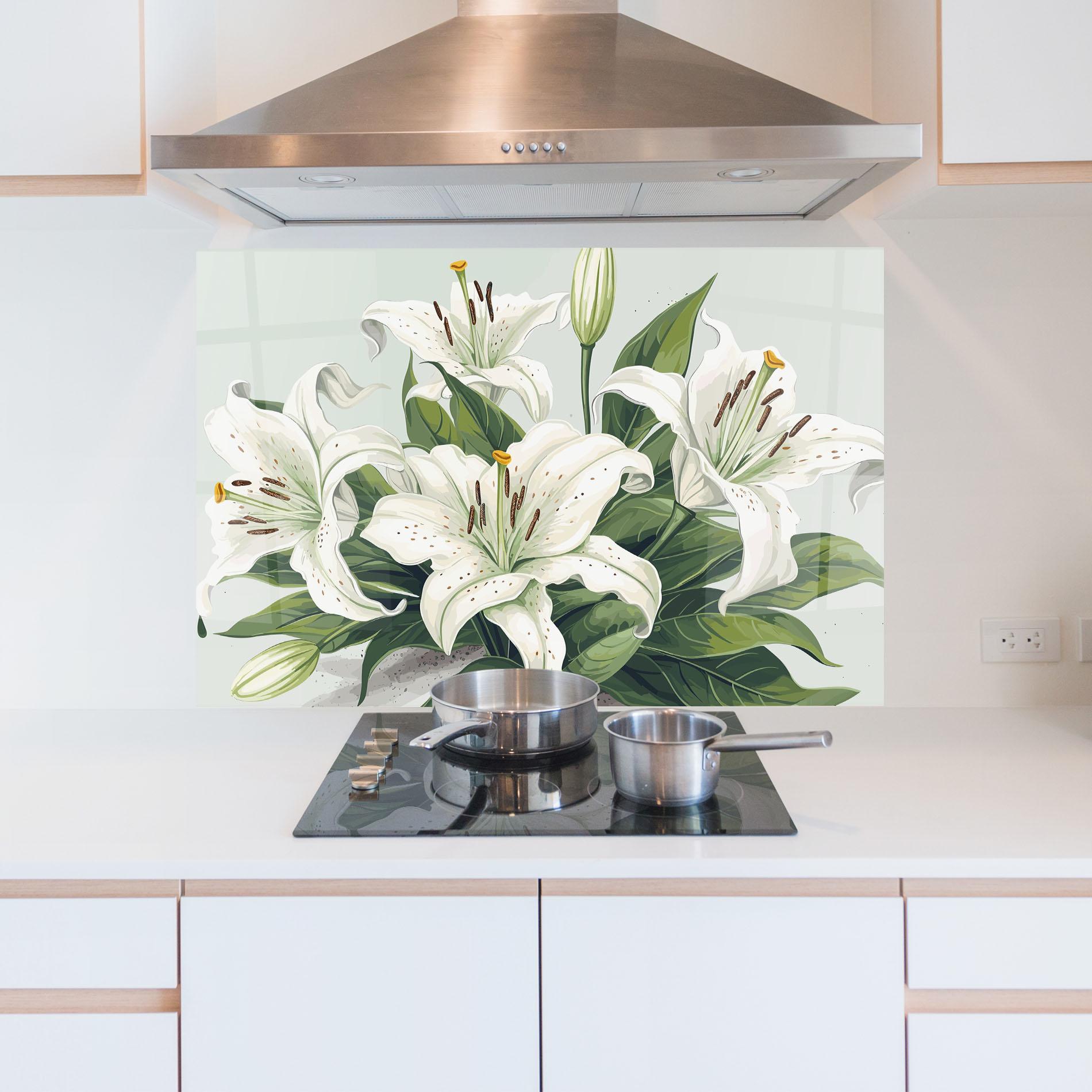 Küchenrückwand Glas Light Lily Art mockup 5