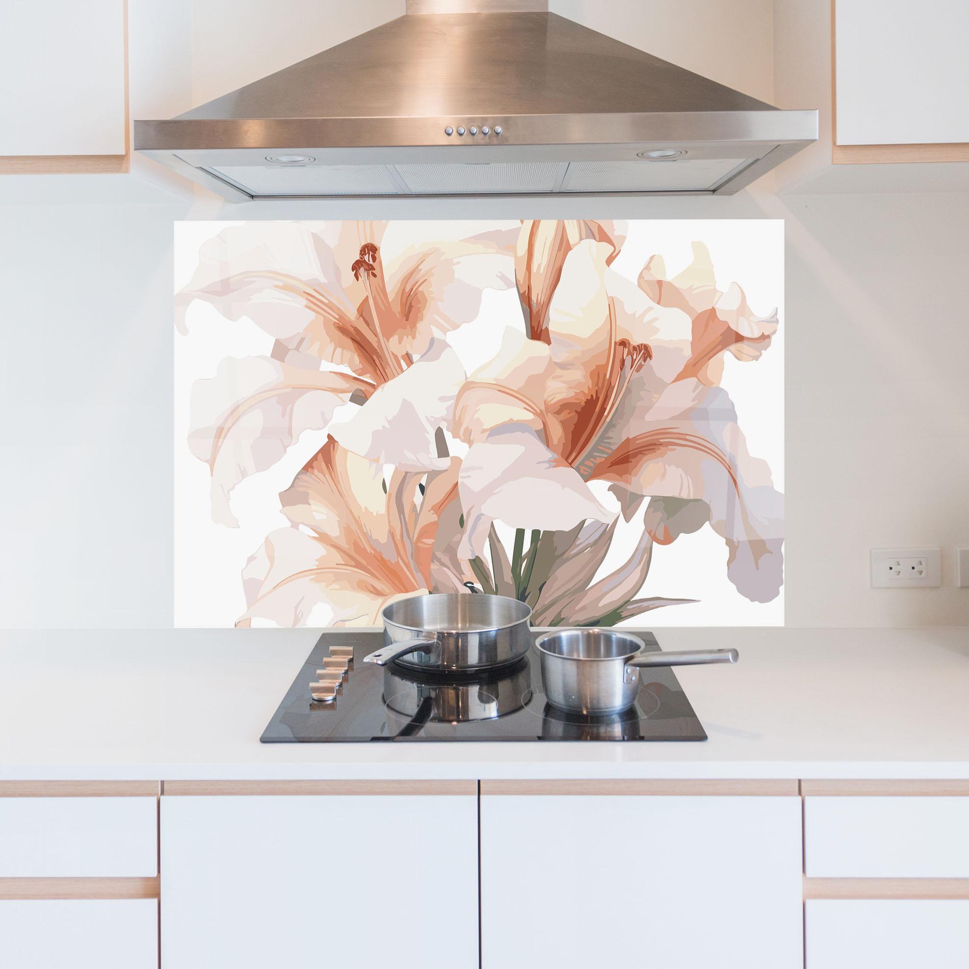 Küchenrückwand Glas Light Pink Lily mockup 5