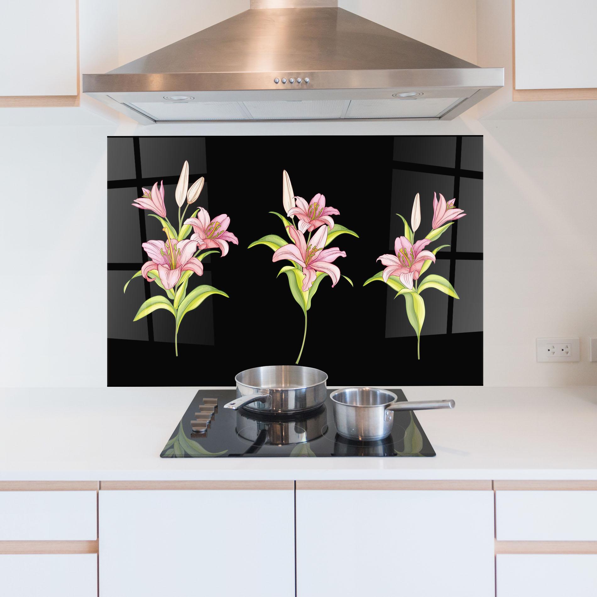 Küchenrückwand Glas Lily Set mockup 5