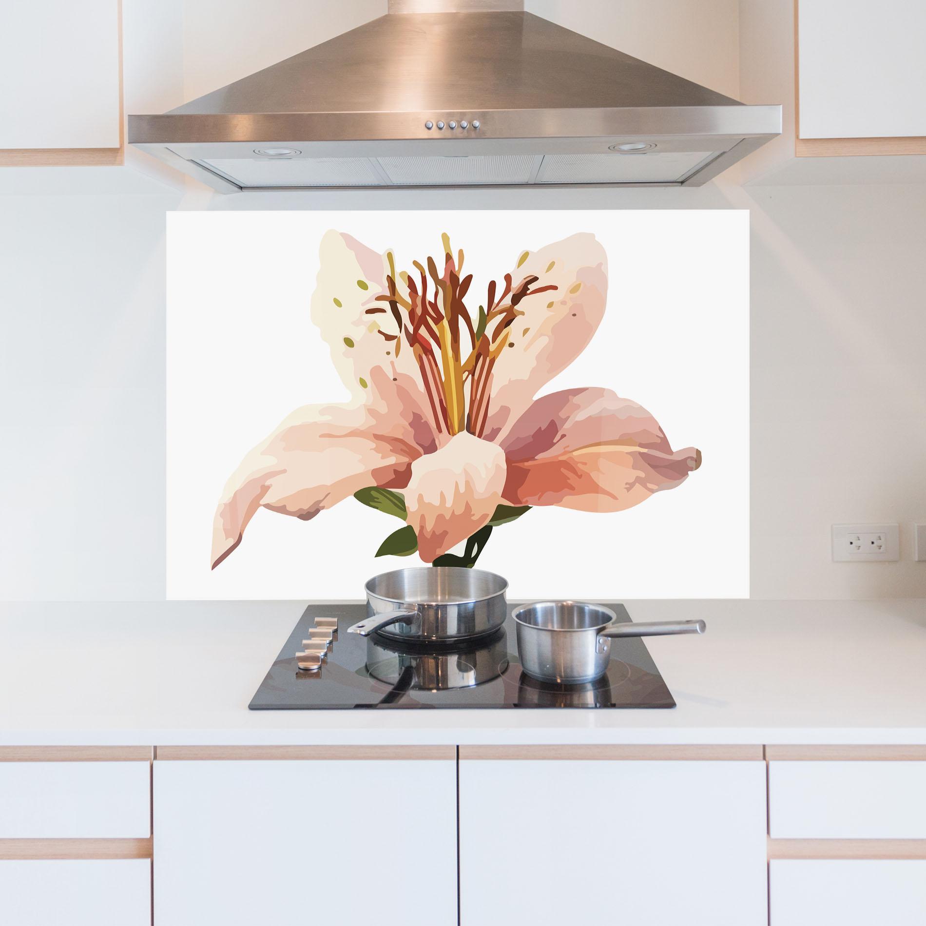 Küchenrückwand Glas Pink Cute Lily mockup 5