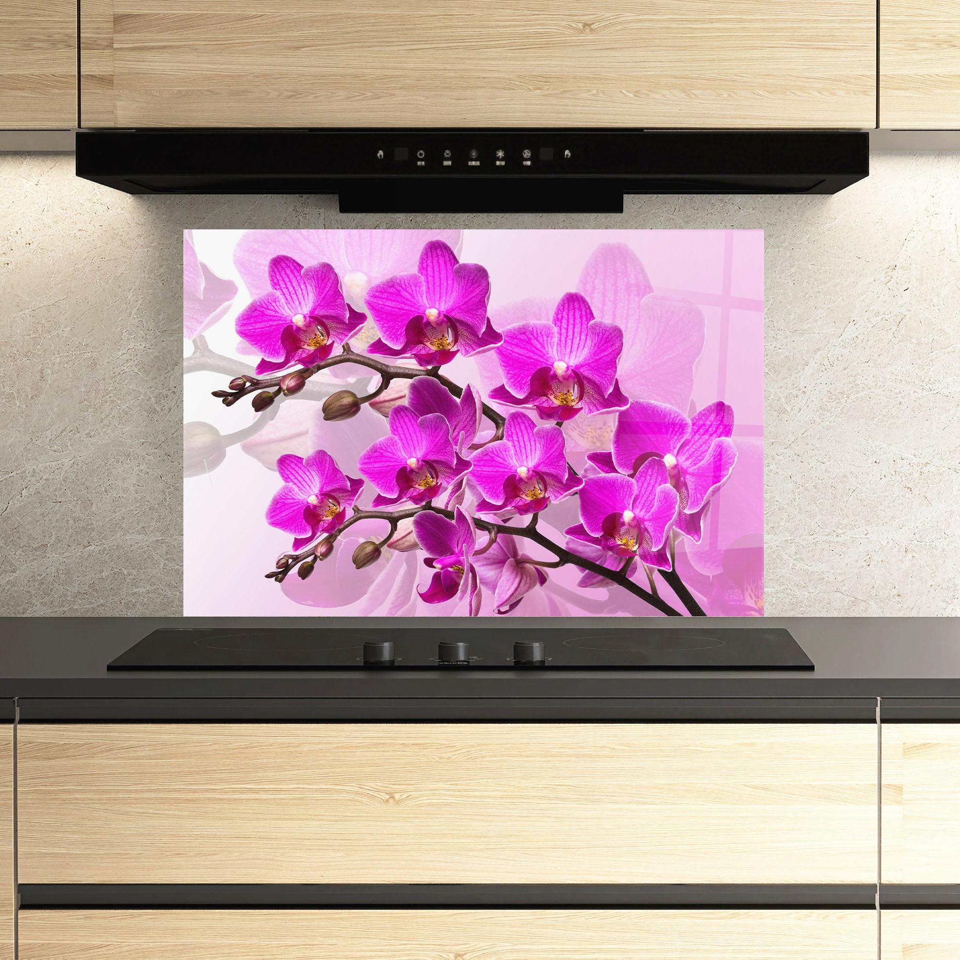 Küchenrückwand Glas Flori Roz mockup 3