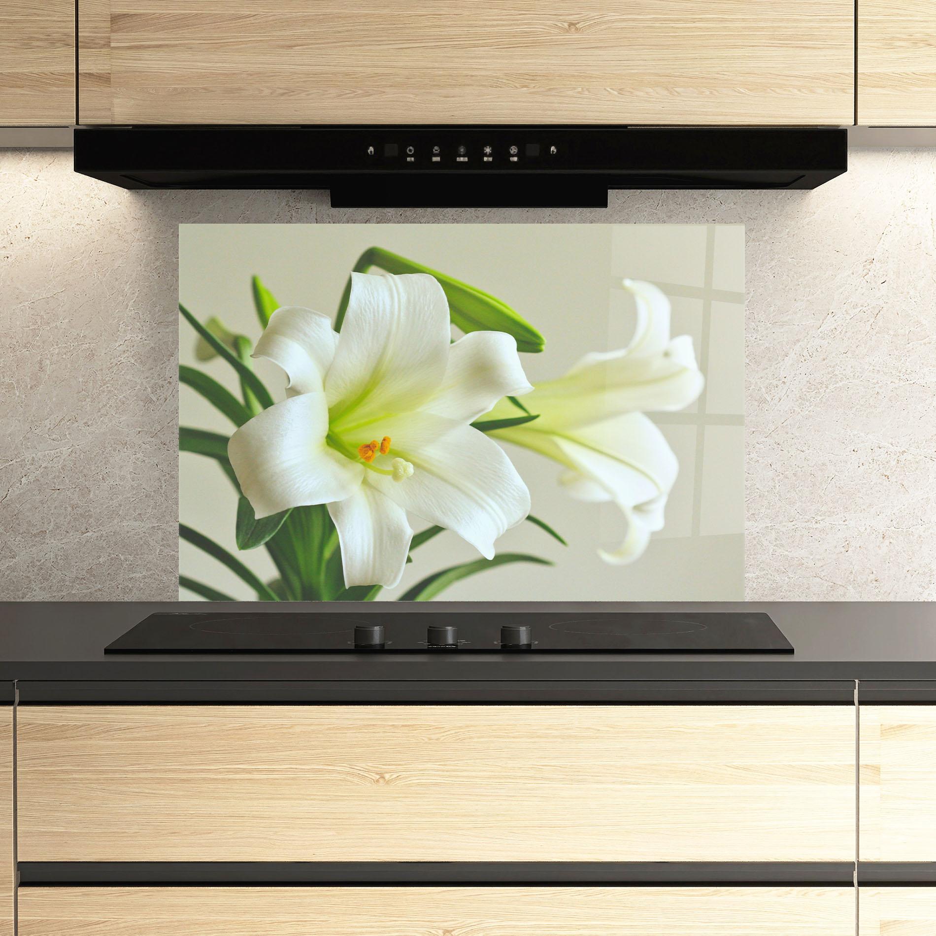 Küchenrückwand Glas Green Lily mockup 3