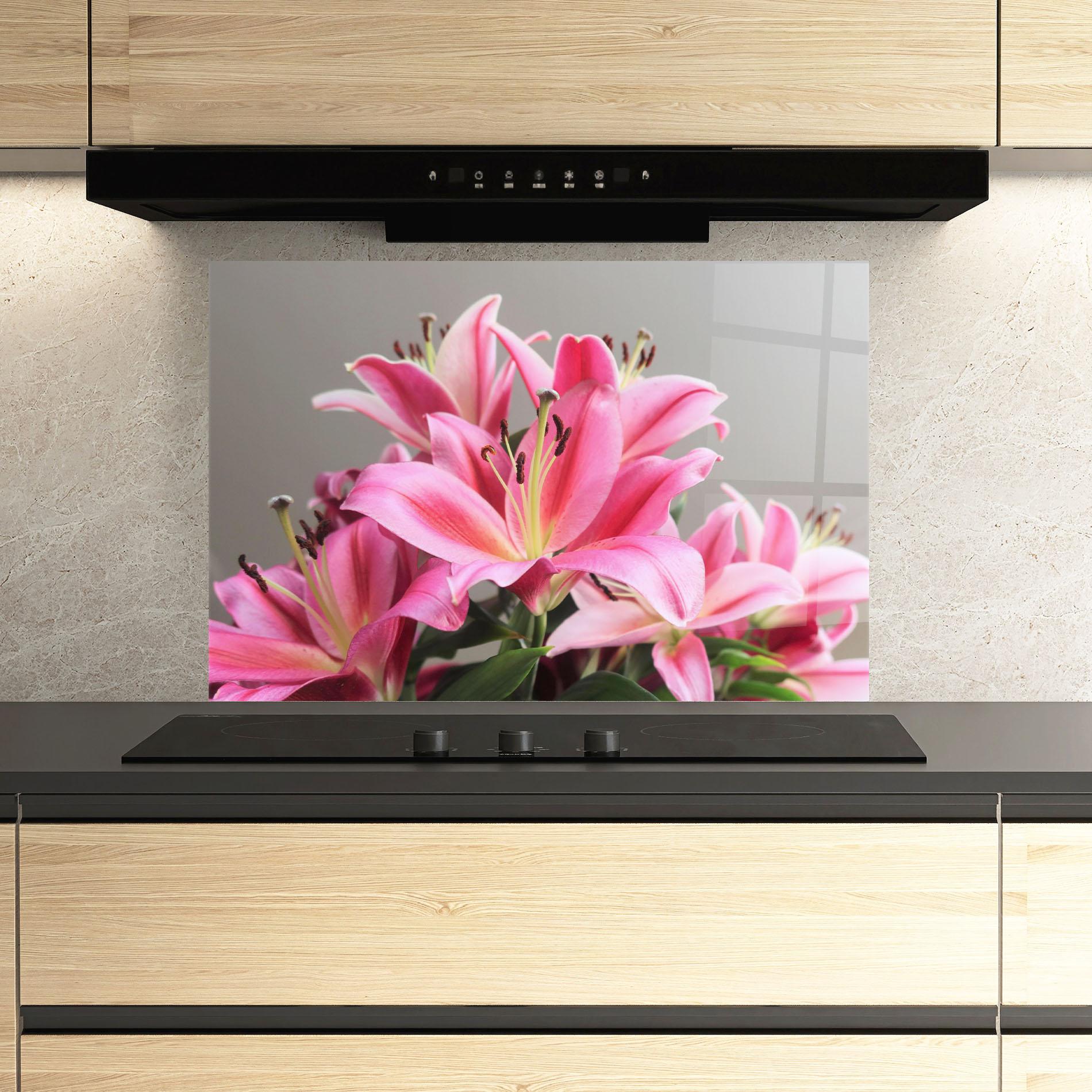 Küchenrückwand Glas Light Pink Lily View mockup 3