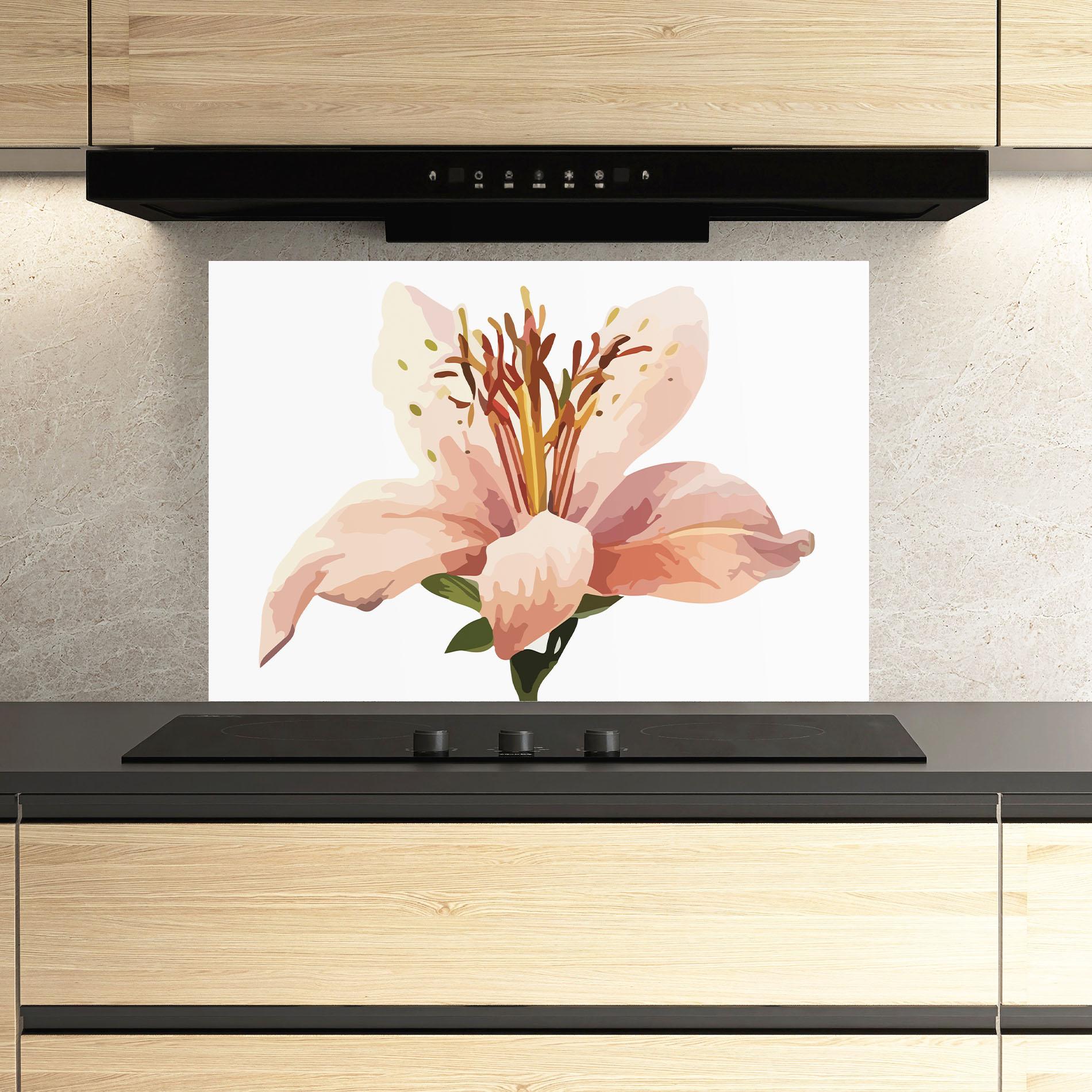 Küchenrückwand Glas Pink Cute Lily mockup 3