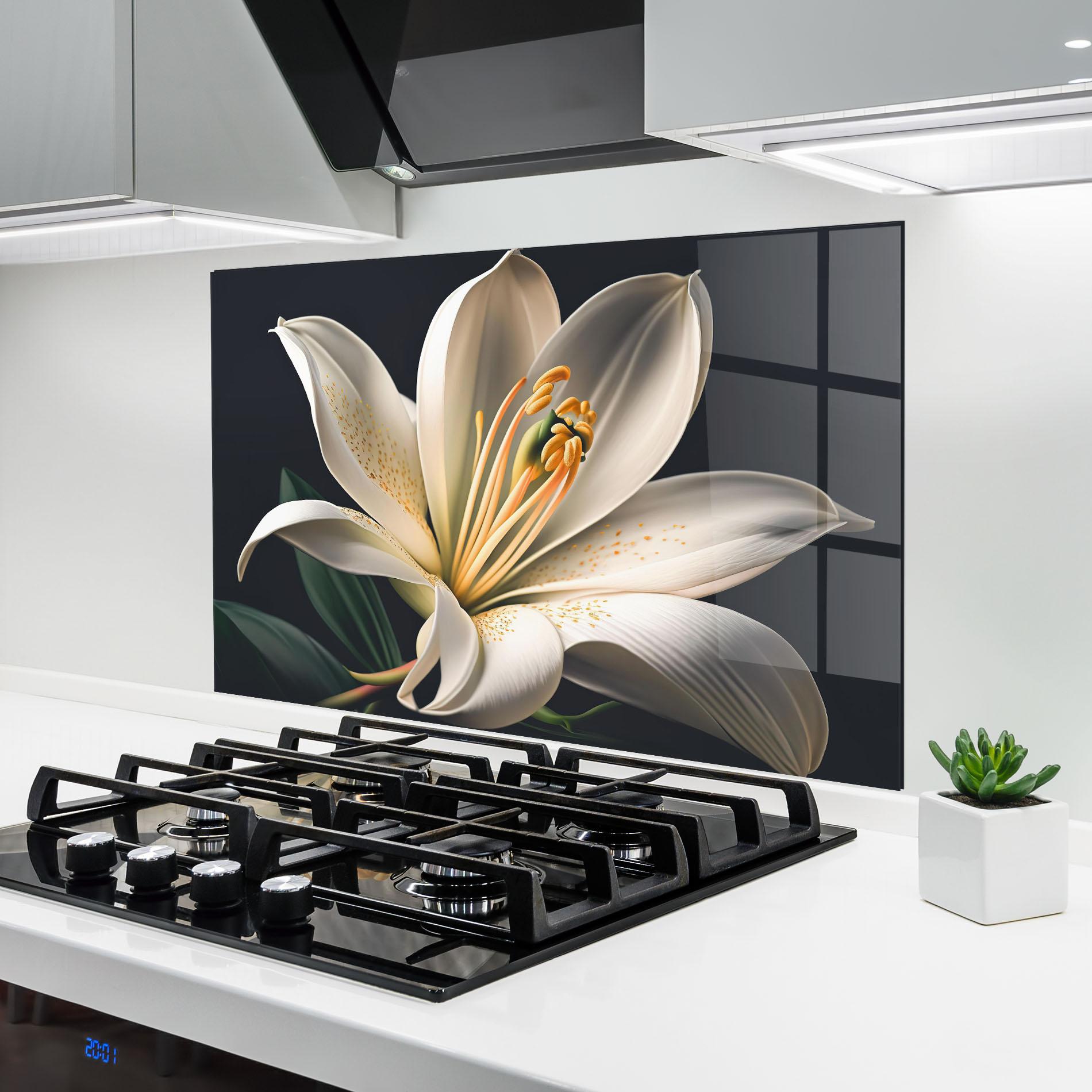 Küchenrückwand Glas Big Lily View mockup 6