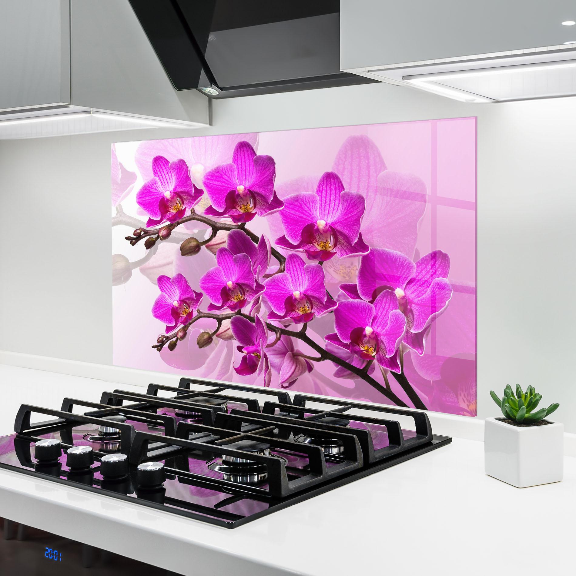 Küchenrückwand Glas Flori Roz mockup 6