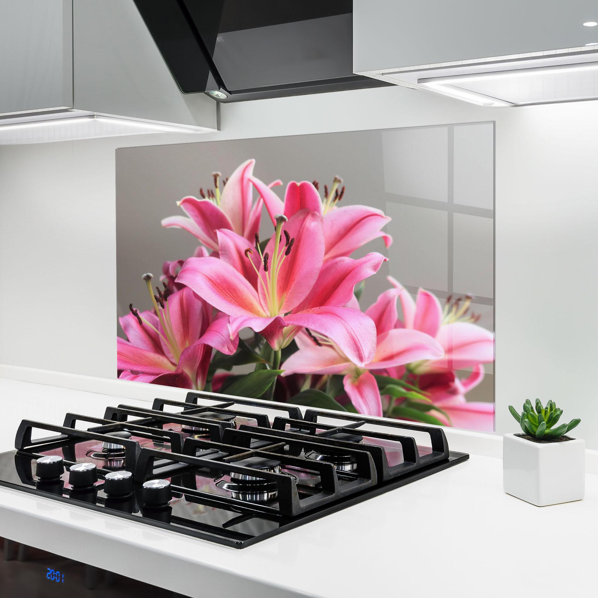 Küchenrückwand Glas Light Pink Lily View mockup 6