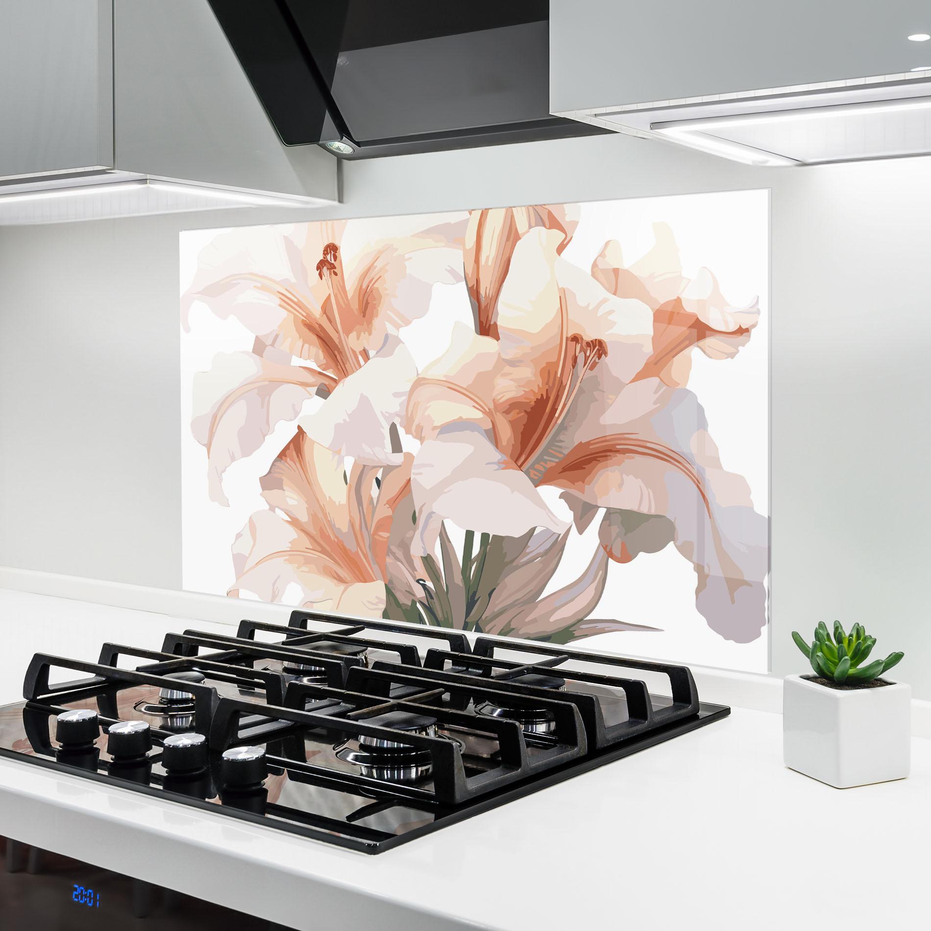 Küchenrückwand Glas Light Pink Lily mockup 6