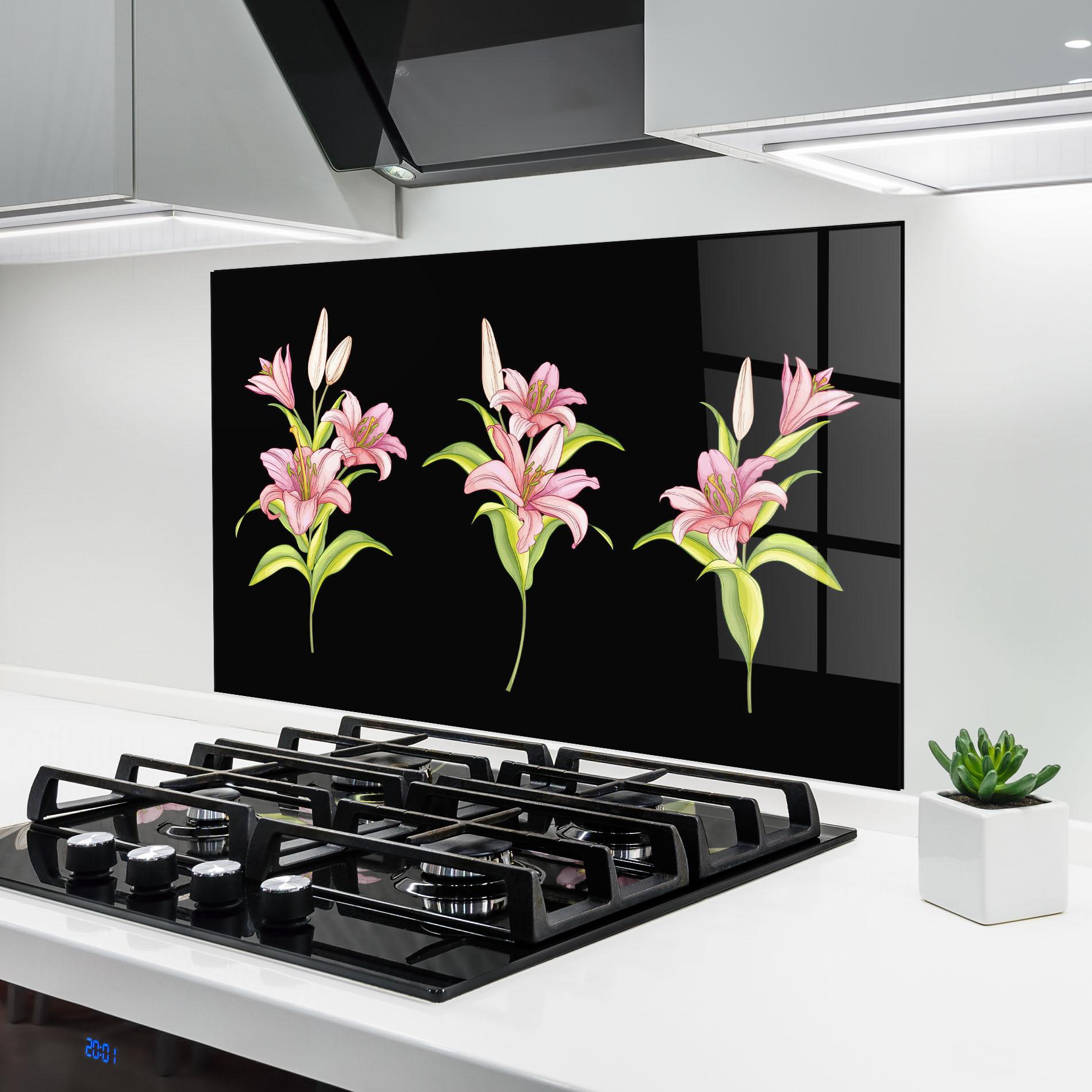 Küchenrückwand Glas Lily Set mockup 6