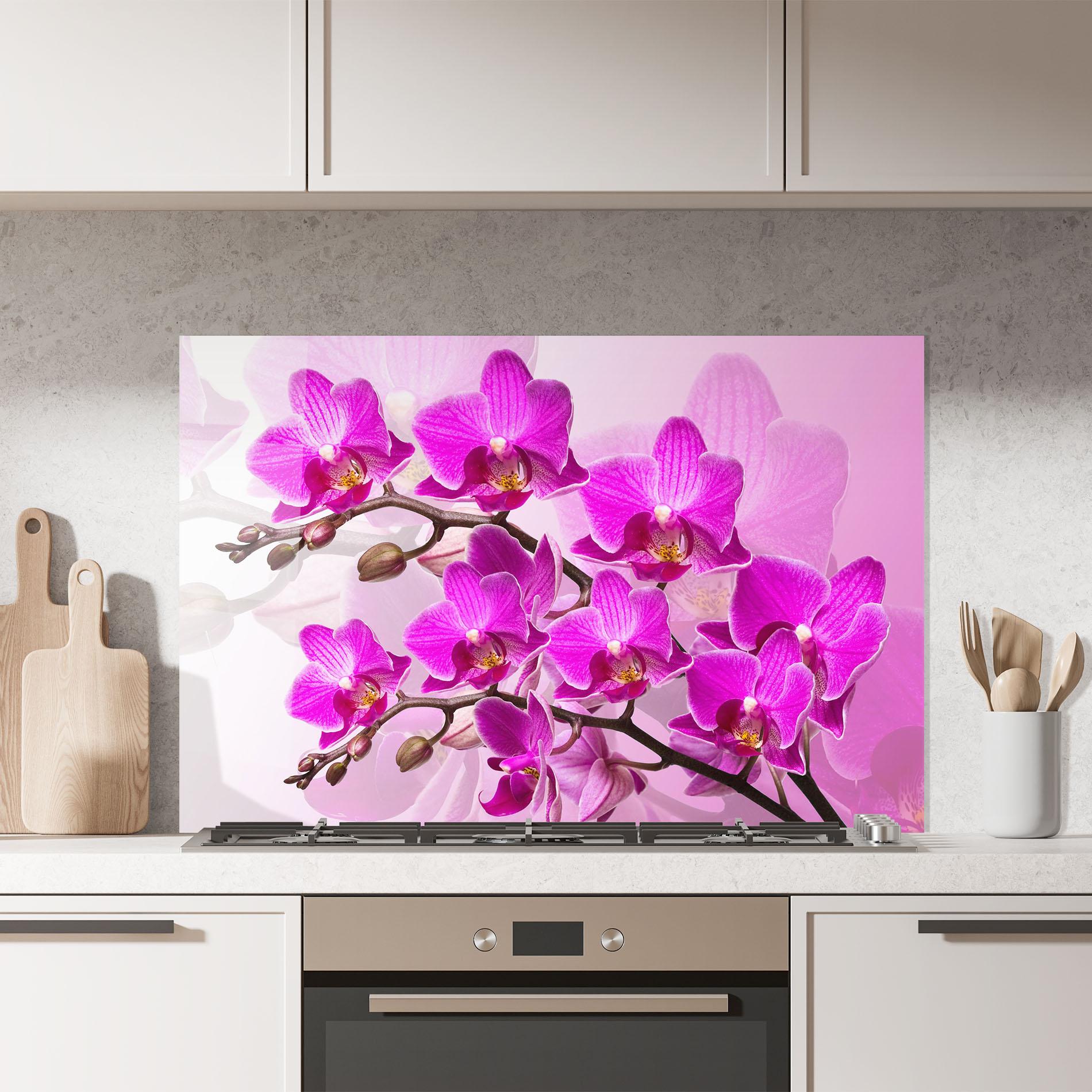 Küchenrückwand Glas Flori Roz mockup 7