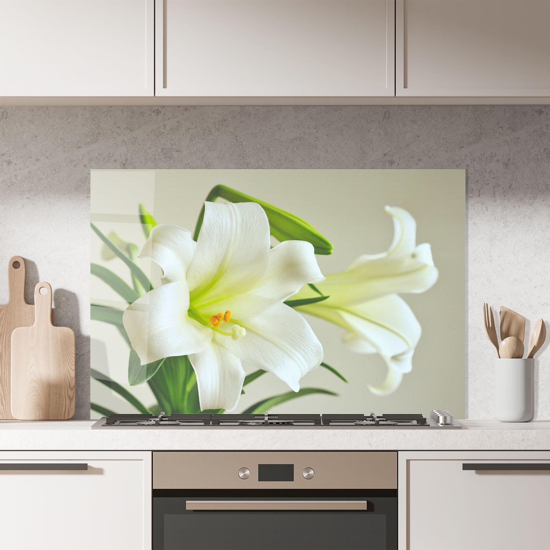 Küchenrückwand Glas Green Lily mockup 7