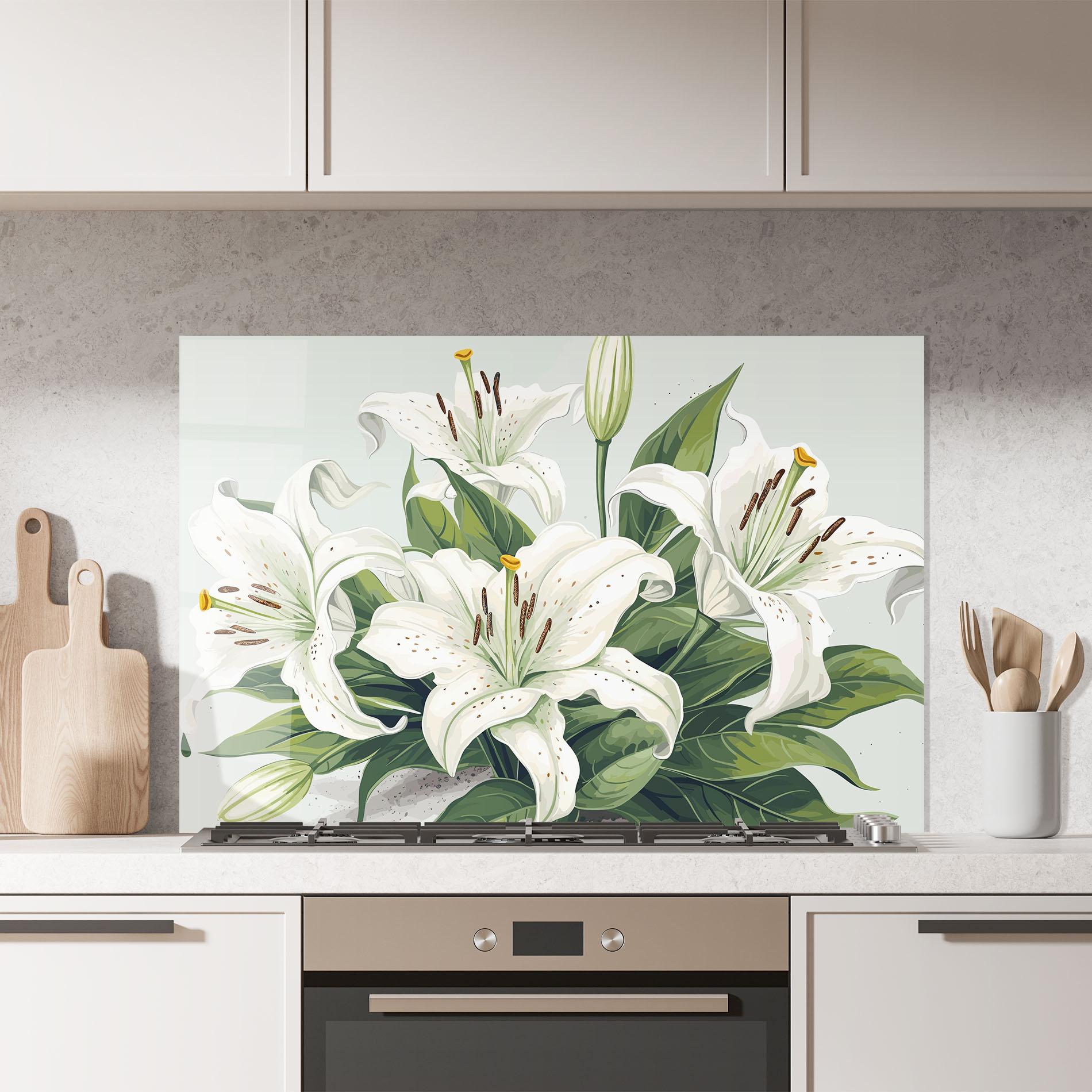Küchenrückwand Glas Light Lily Art mockup 7