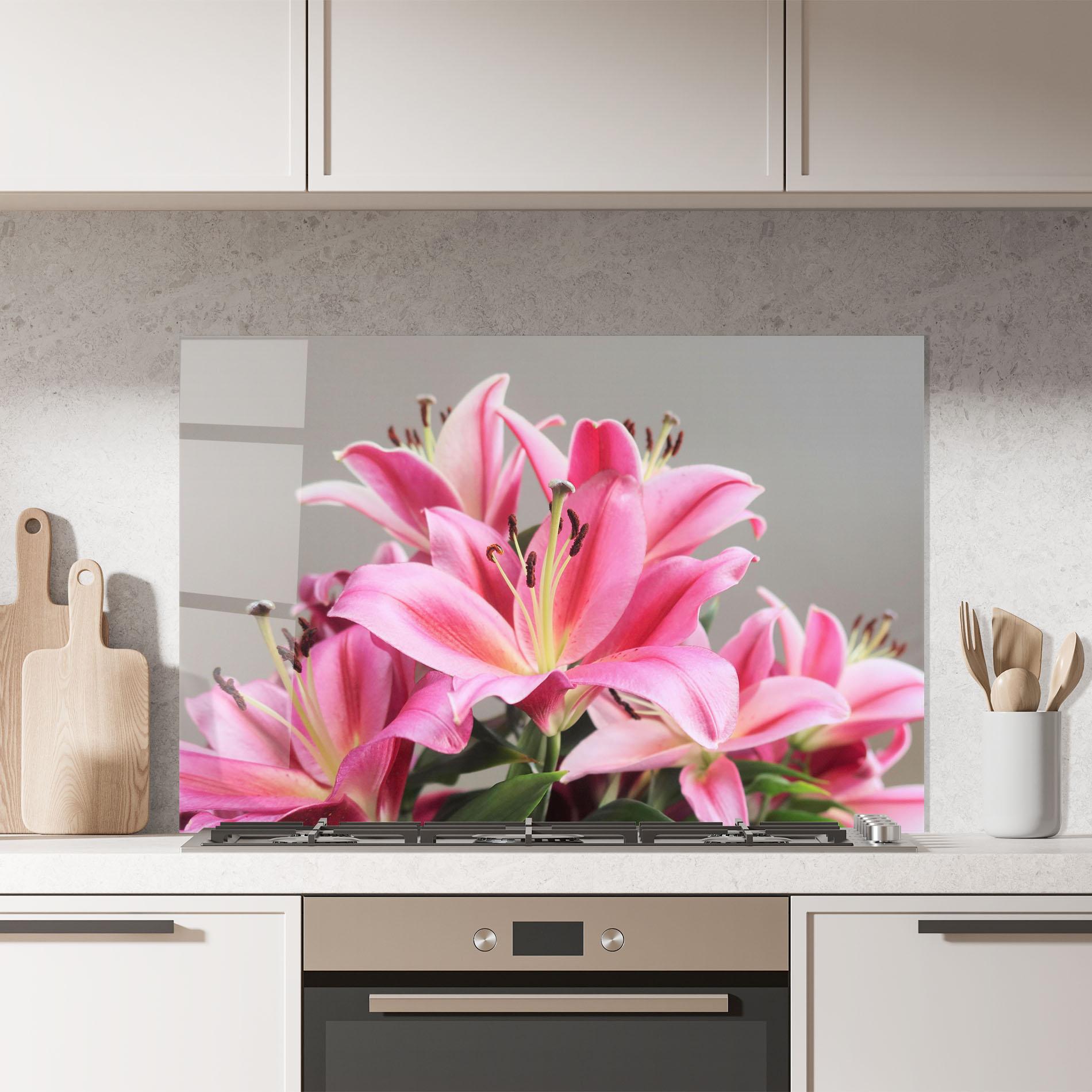 Küchenrückwand Glas Light Pink Lily View mockup 7