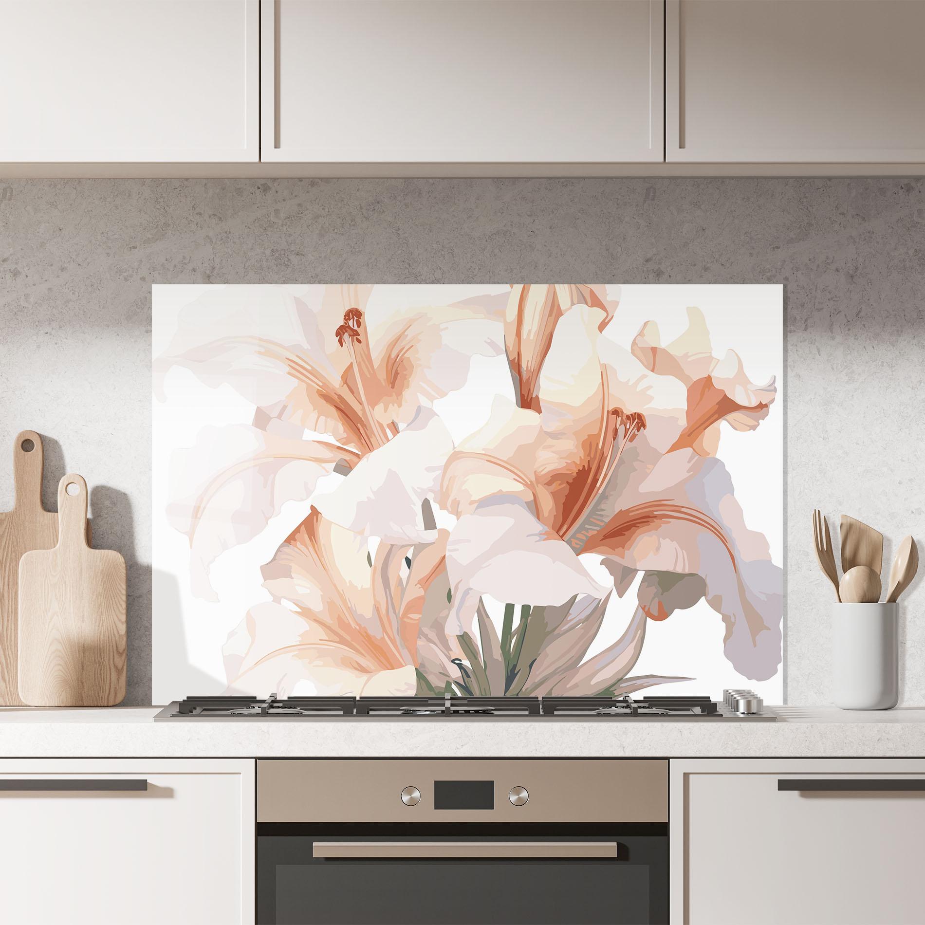 Küchenrückwand Glas Light Pink Lily mockup 7
