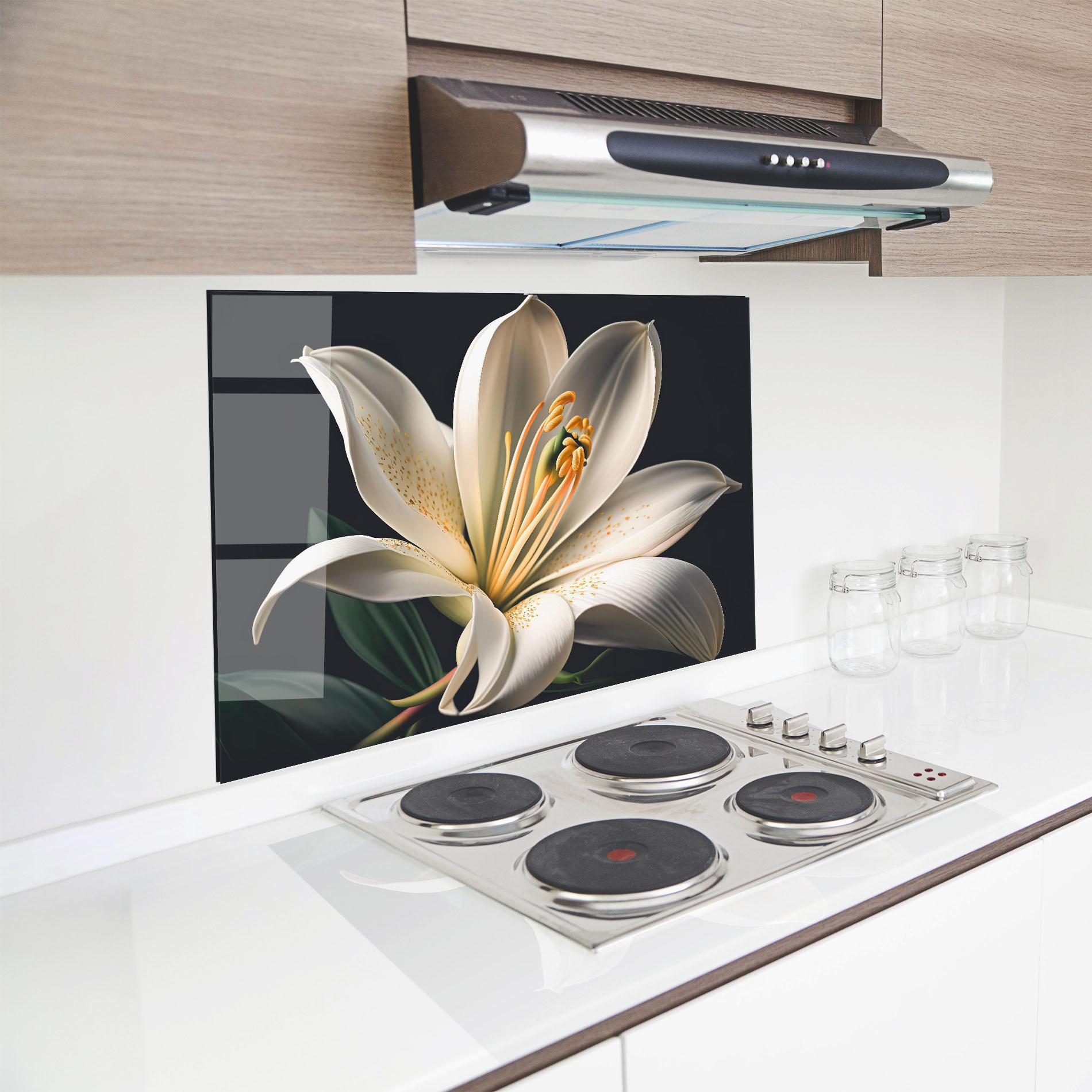 Küchenrückwand Glas Big Lily View mockup 8
