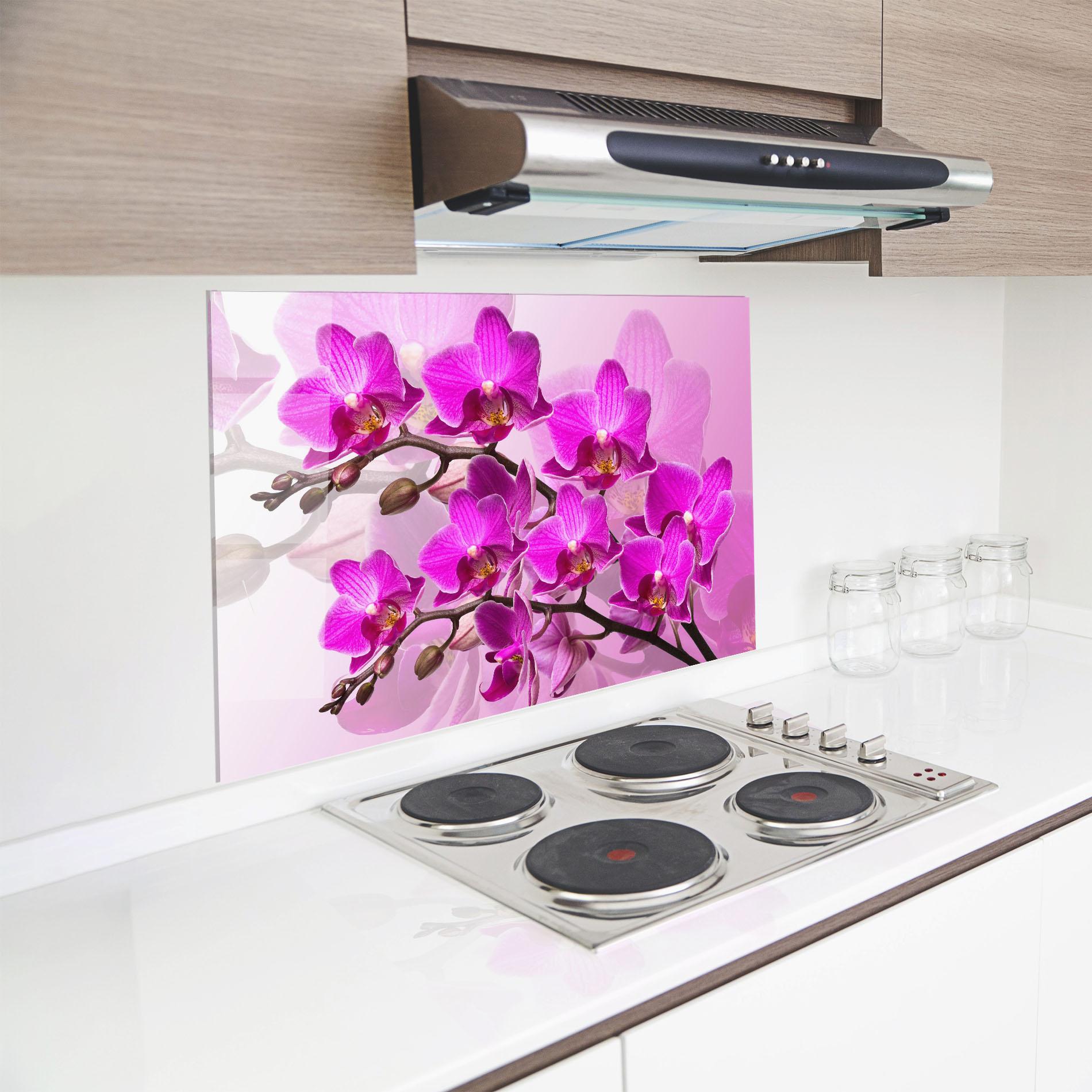 Küchenrückwand Glas Flori Roz mockup 8