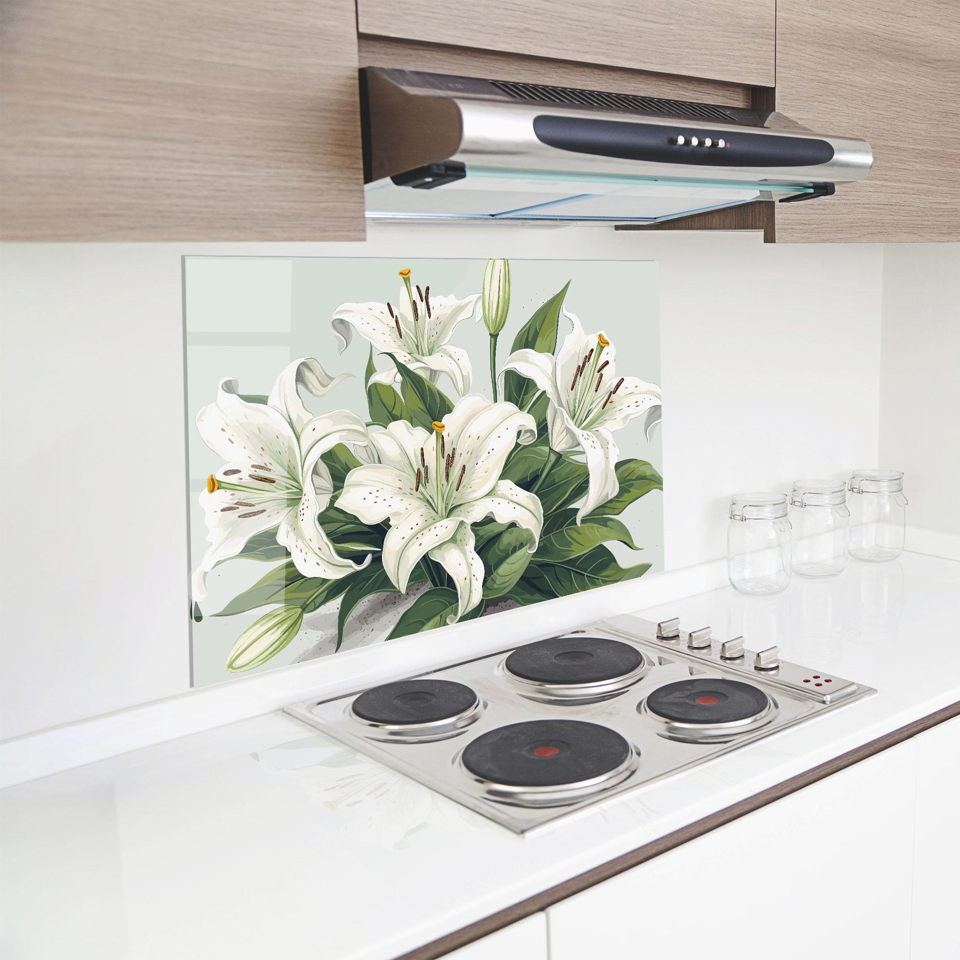 Küchenrückwand Glas Light Lily Art mockup 8