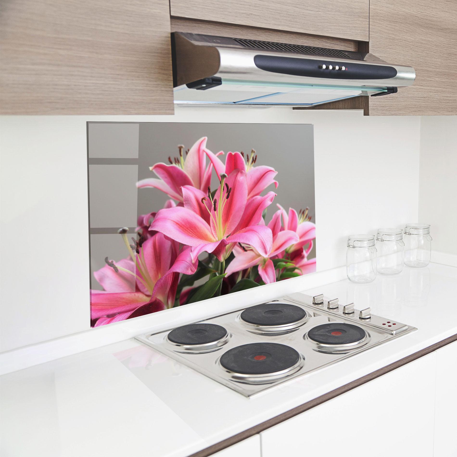 Küchenrückwand Glas Light Pink Lily View mockup 8