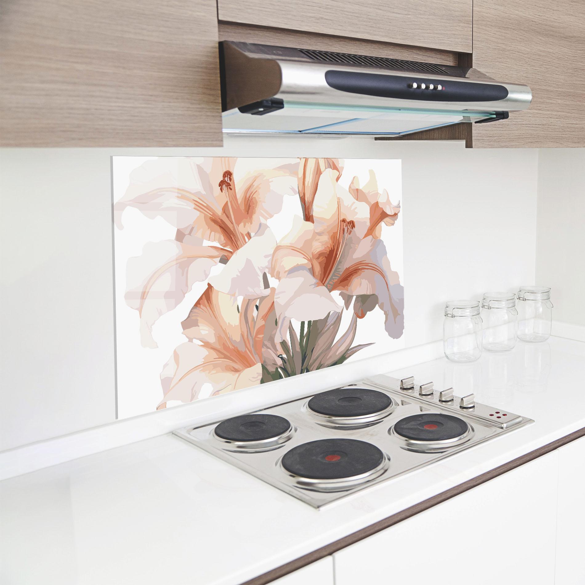 Küchenrückwand Glas Light Pink Lily mockup 8