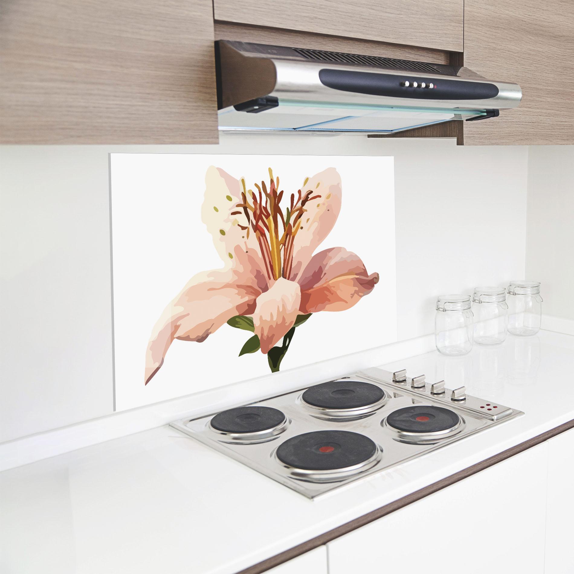 Küchenrückwand Glas Pink Cute Lily mockup 8