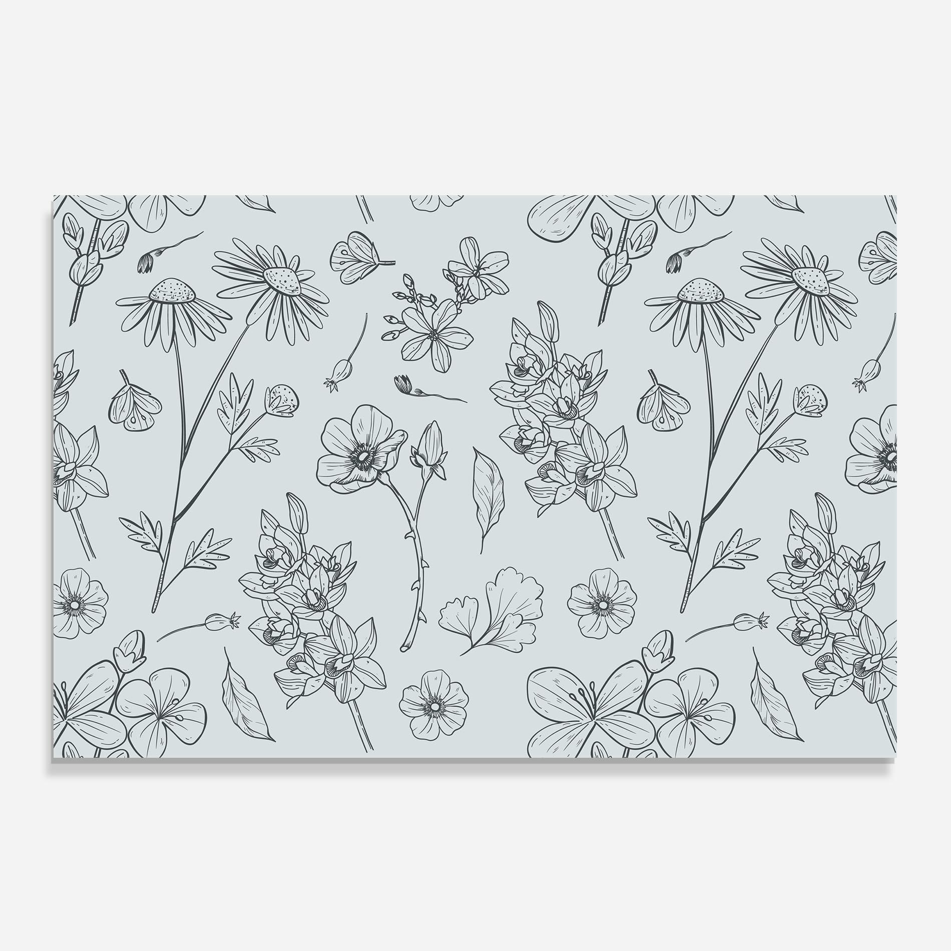 Küchenrückwand Glas Blue Flower Line mockup 0