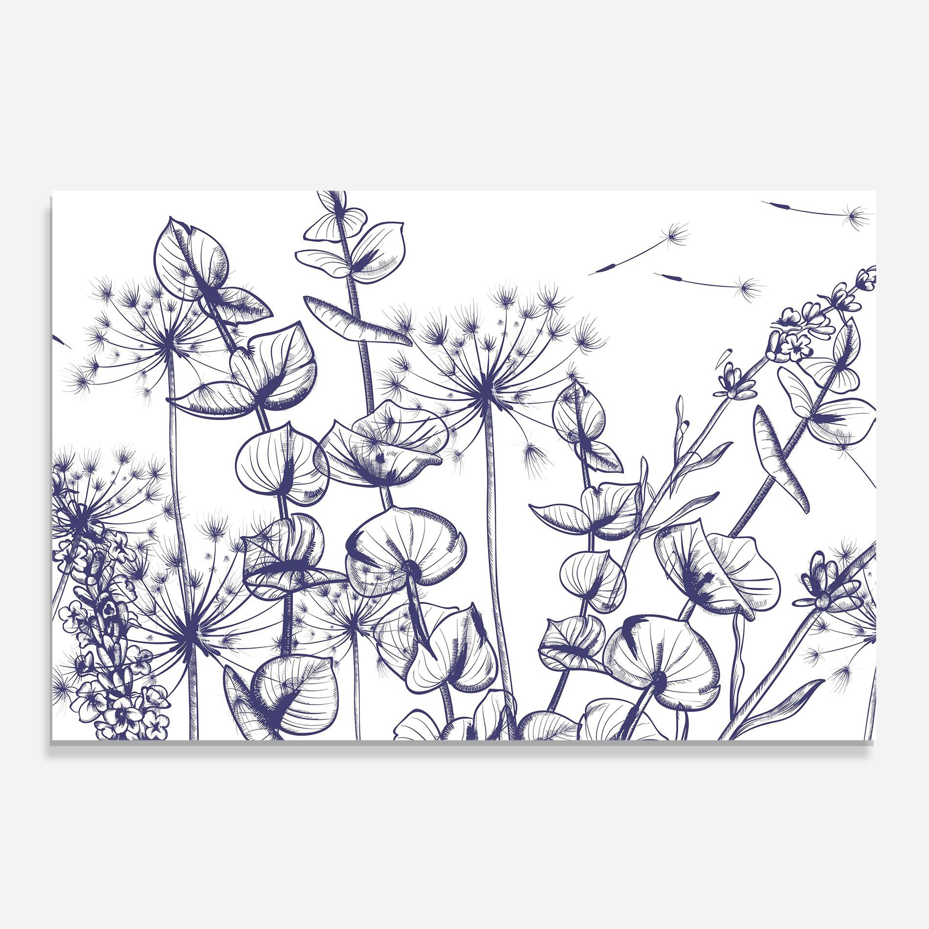 Küchenrückwand Glas Blue Line Plants mockup 0