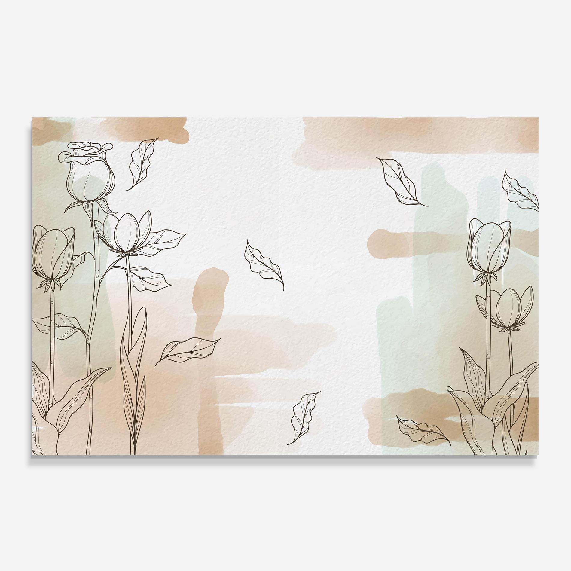 Küchenrückwand Glas Brown Line Flower mockup 0