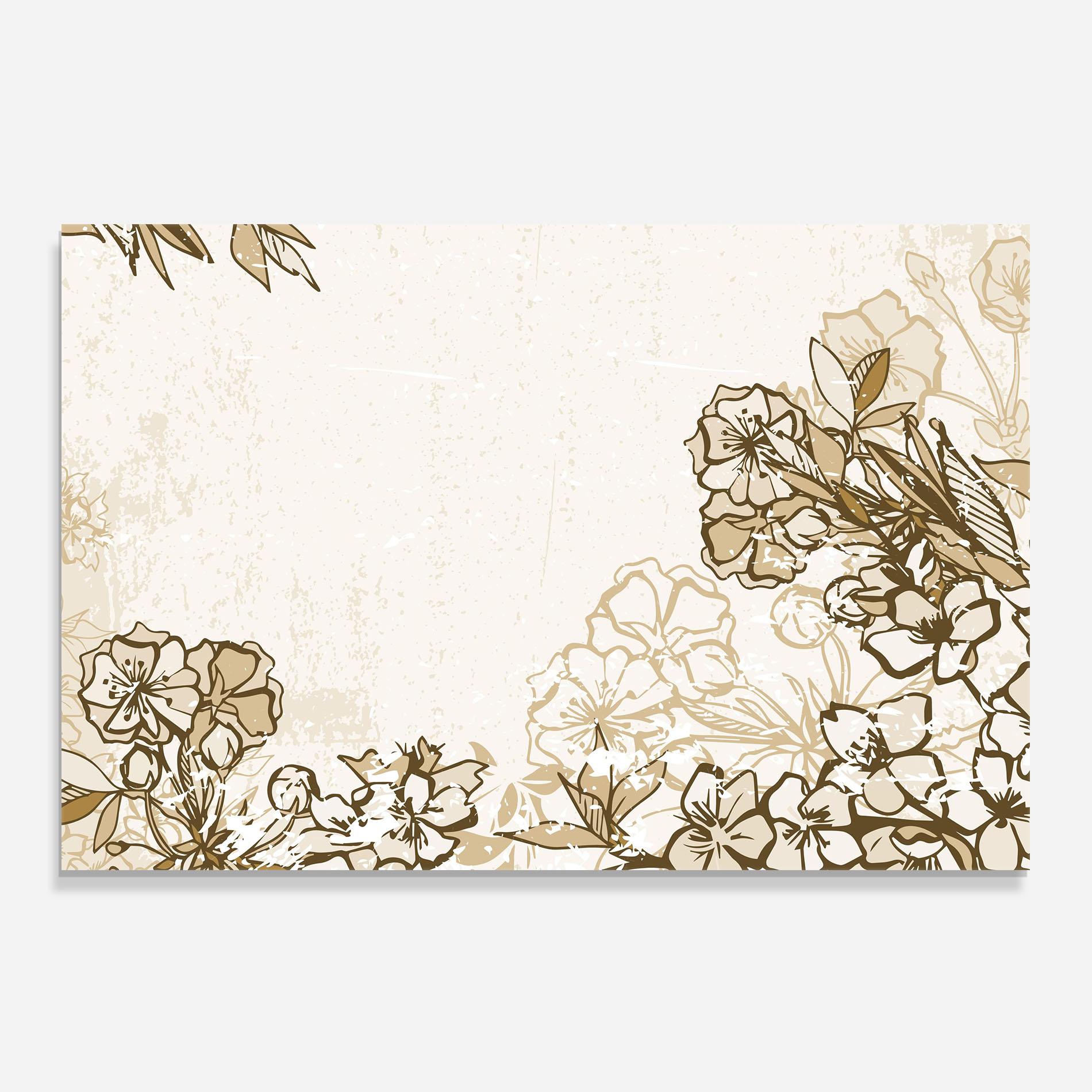 Küchenrückwand Glas Cream Brown Flower mockup 0