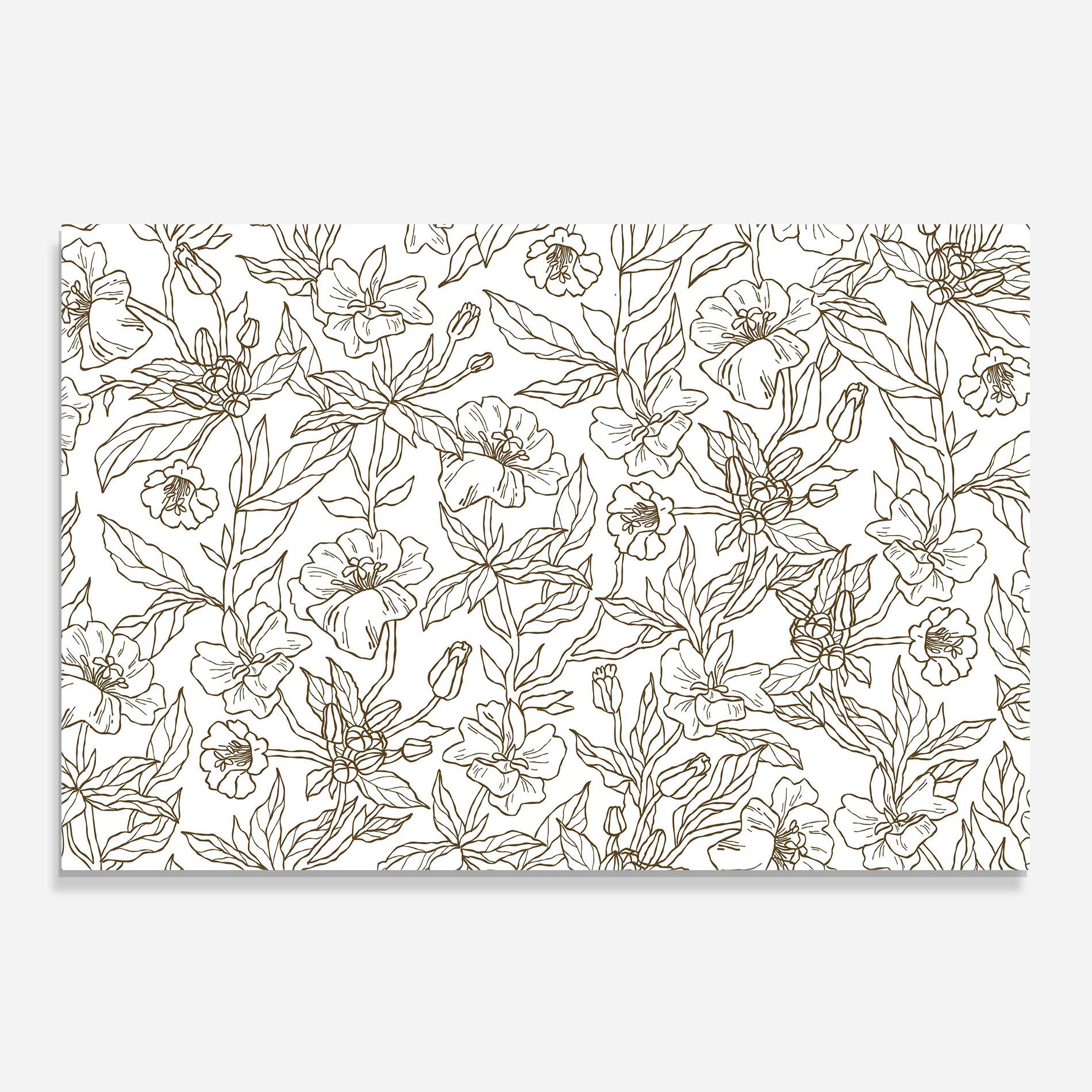 Küchenrückwand Glas Cream Line Flowers mockup 0