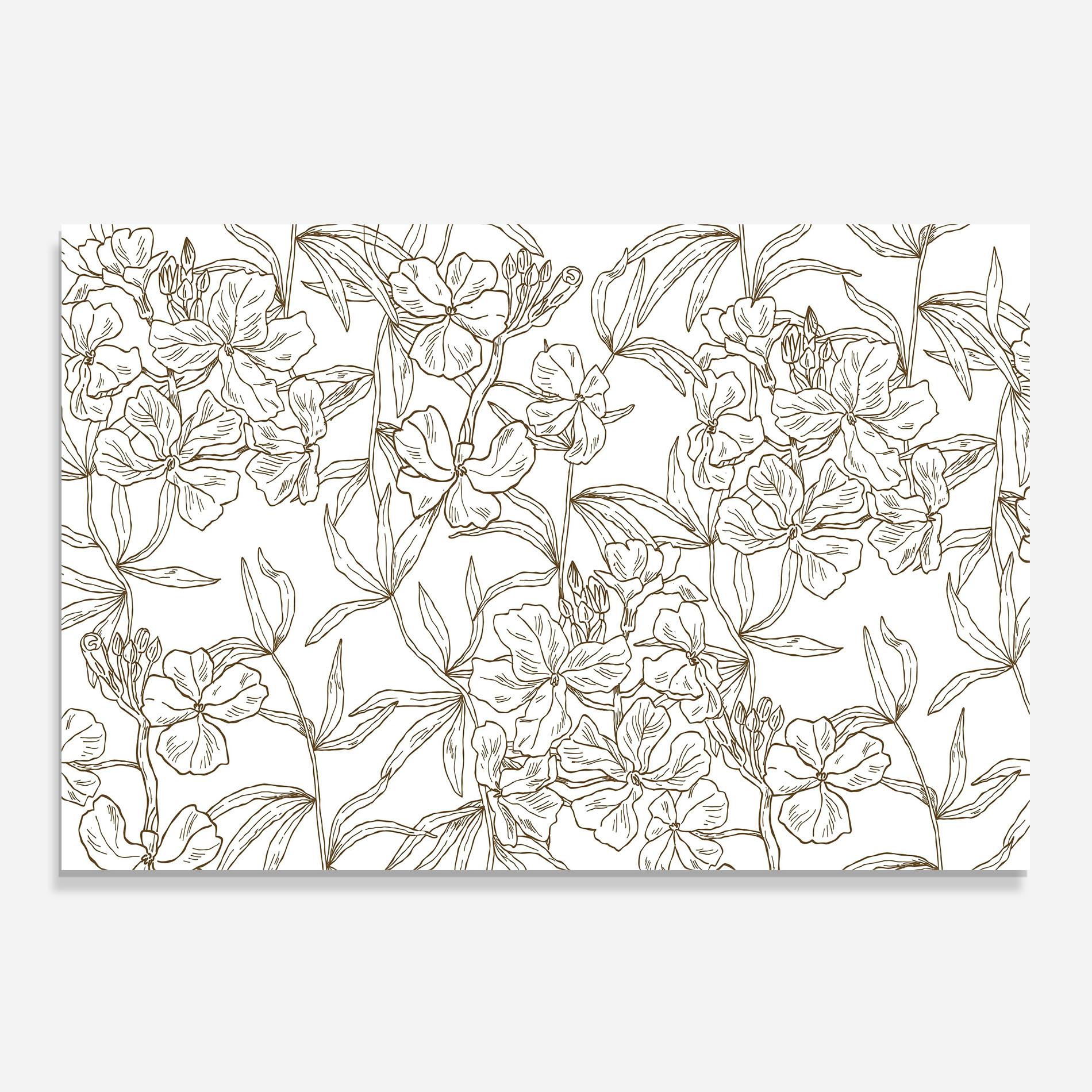 Küchenrückwand Glas Flower Brown Line mockup 0