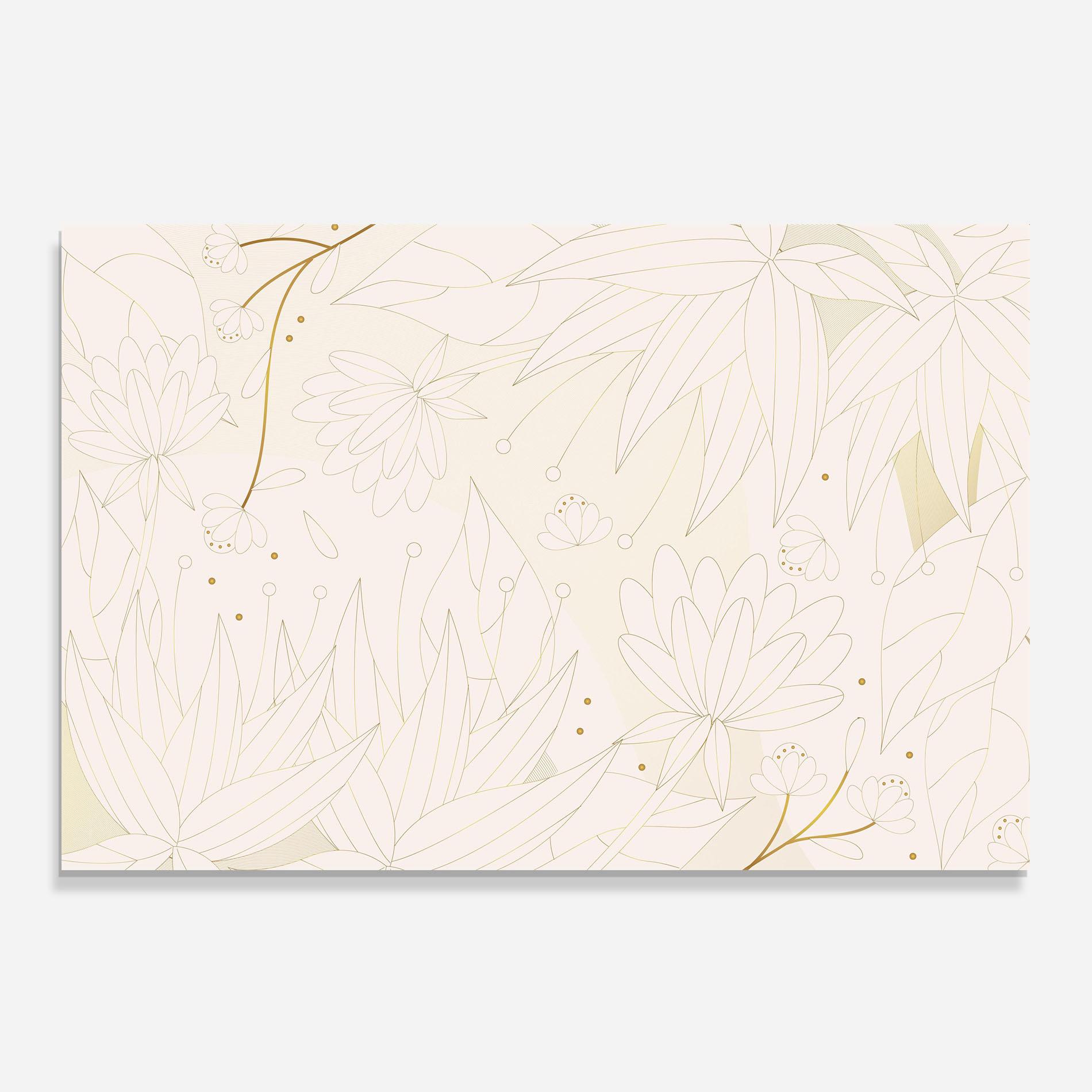 Küchenrückwand Glas Flower Cream Line mockup 0
