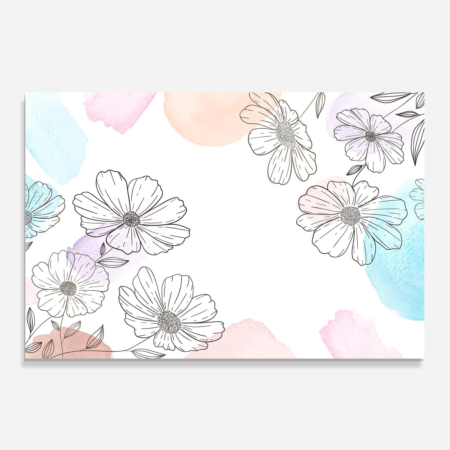 Küchenrückwand Glas Grey Colorful Flower mockup 0